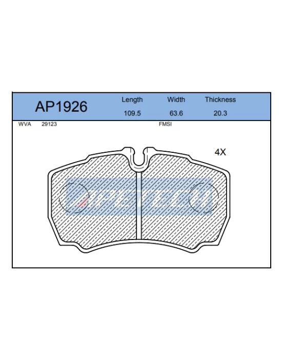 DİSK BALATA ARKA AP1926 TRANSİT V347 2.2TDCİ 2.3-16V (06-) ÇİFT TEKER