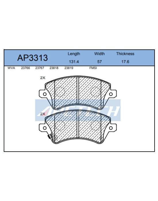 DİSK BALATA ÖN AP3313 COROLLA (03-) 1.4 1.6 VVTI AVENSIS