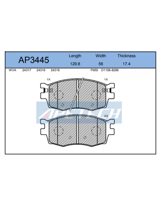 DİSK BALATA ÖN AP3445 ACCENT-III ERA RIO 1.2 1.4 1.5 CRDI 1.6 İ20