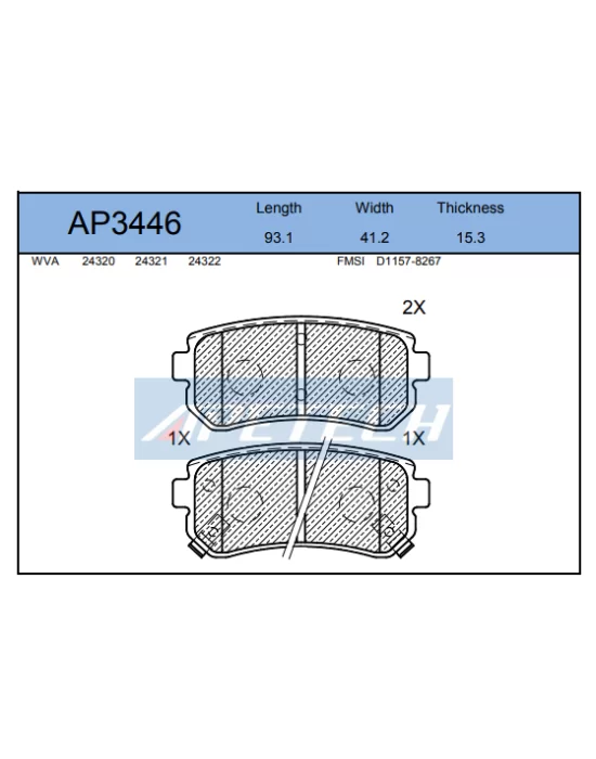 DİSK BALATA ARKA AP3446 ACCENT-III ERA 1.4 1.5 CRDI CEED İ20 1.6 SPORTAGE