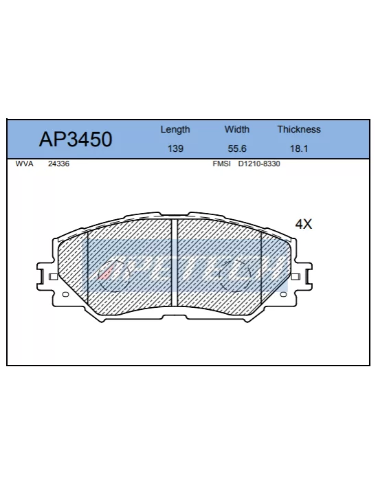 DİSK BALATA ÖN AP3450 AURIS 1.4 VVTI (07-) RAV 4-III 2.0 VVTI COROLLA 1.6 VVTI