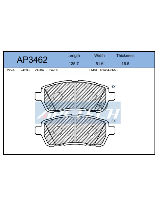 DİSK BALATA ÖN AP3462 FIESTA-VI 1.4 1.6 1.4 TDCI (09-) (GDB3437)