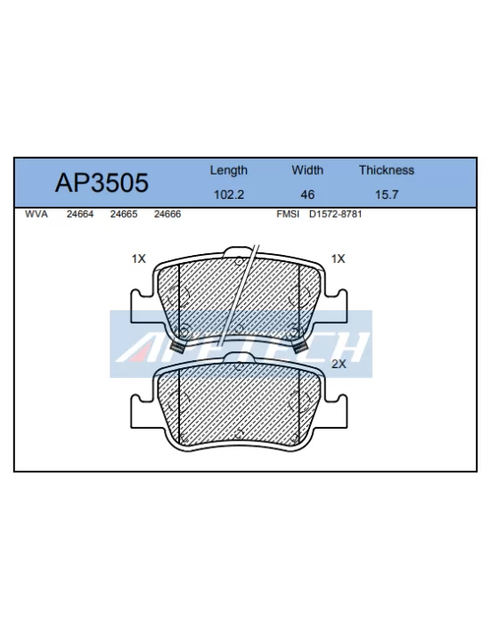 DİSK BALATA ARKA AP3505 AURIS COROLLA 1.4 D4D (07-)