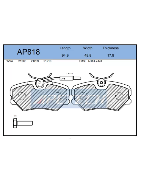 DİSK BALATA ÖN AP818 (AC443981) P406 1.6İ 1.8İ 2.0İ KABLOLU