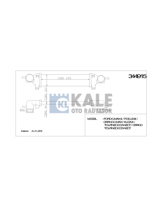 TURBO RADYATÖRÜ 344915 FOCUS-III CMAX KUGA TRANSİT CONNECT 13-> 1.6 SIGMA GDTI 1