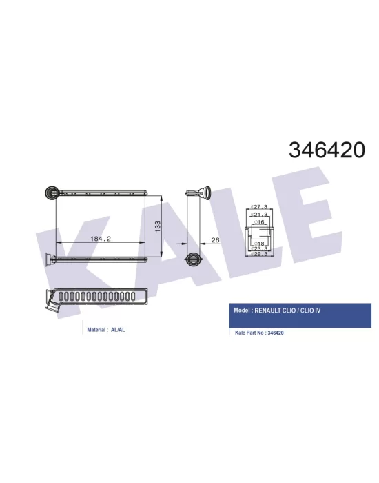 KALORİFER RADYATÖRÜ 346420 CLIO-IV LOGAN-II 13-> (BRAZING)