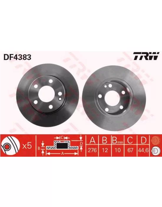 DİSK FREN AYNASI ÖN DF4383 MERCEDES A SERISI W169 (04-)