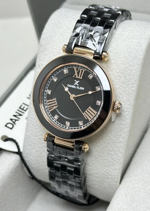 Daniel Klein Orijinal 2 Yıl Garantili Su Geçirmez Siyah Seramik Kordon Kadın Kol Saati ILK14282C6