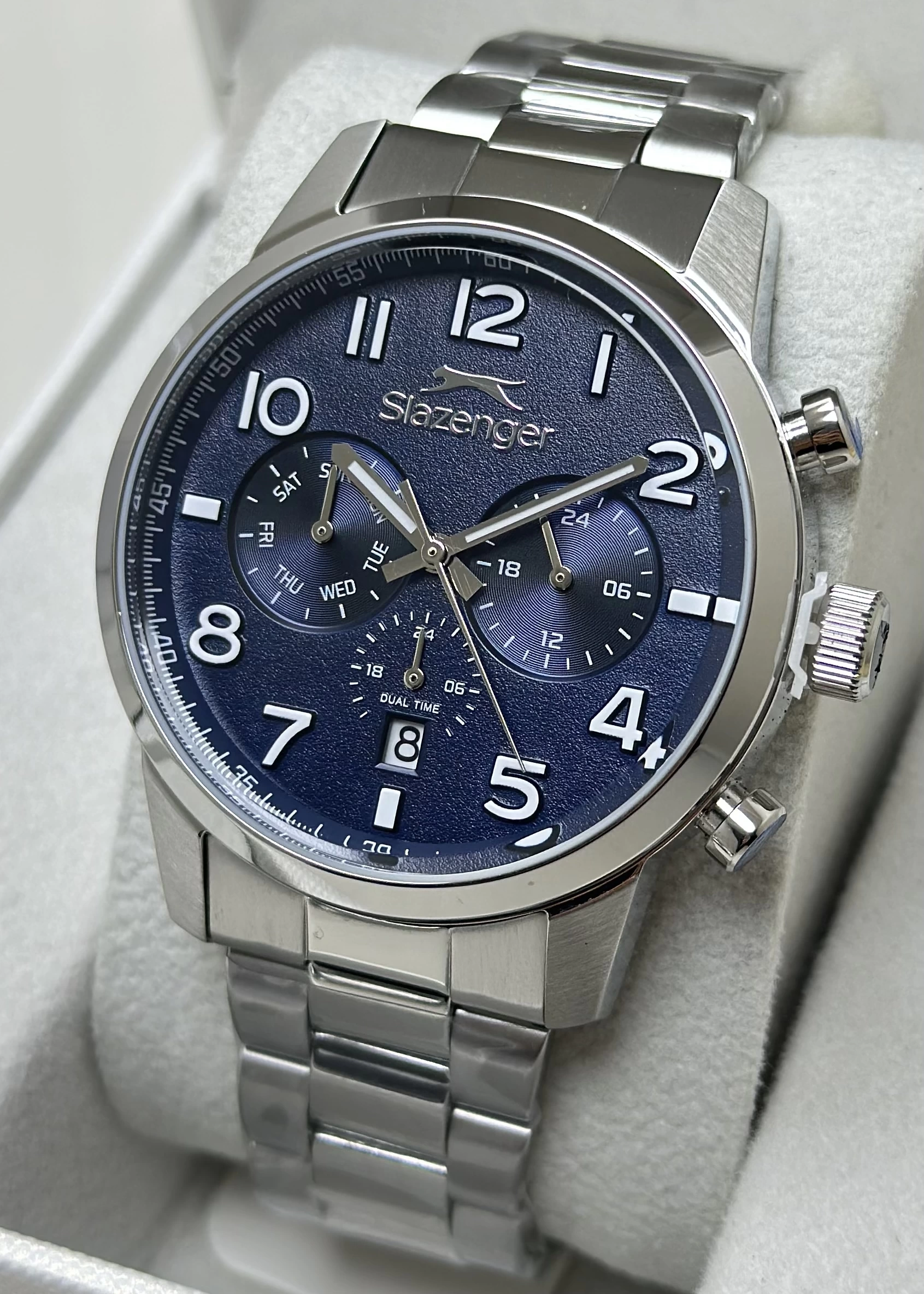 Slazenger Orijinal 2 Yıl Garantili Su Geçirmez Çelik Kordon Fonksiyonlu Erkek Kol Saati