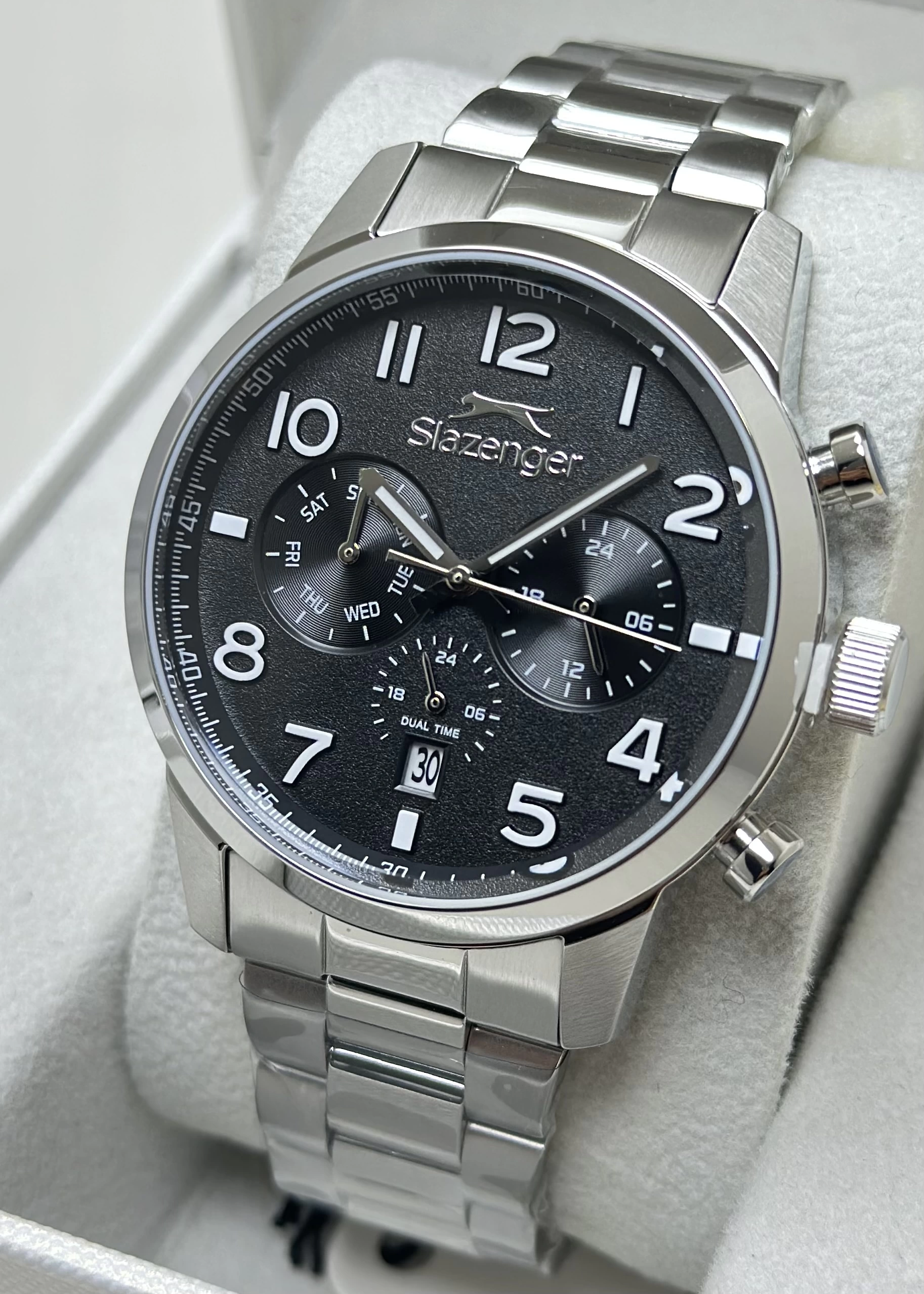 Slazenger Orijinal 2 Yıl Garantili Su Geçirmez Çelik Kordon Fonksiyonlu Erkek Kol Saati