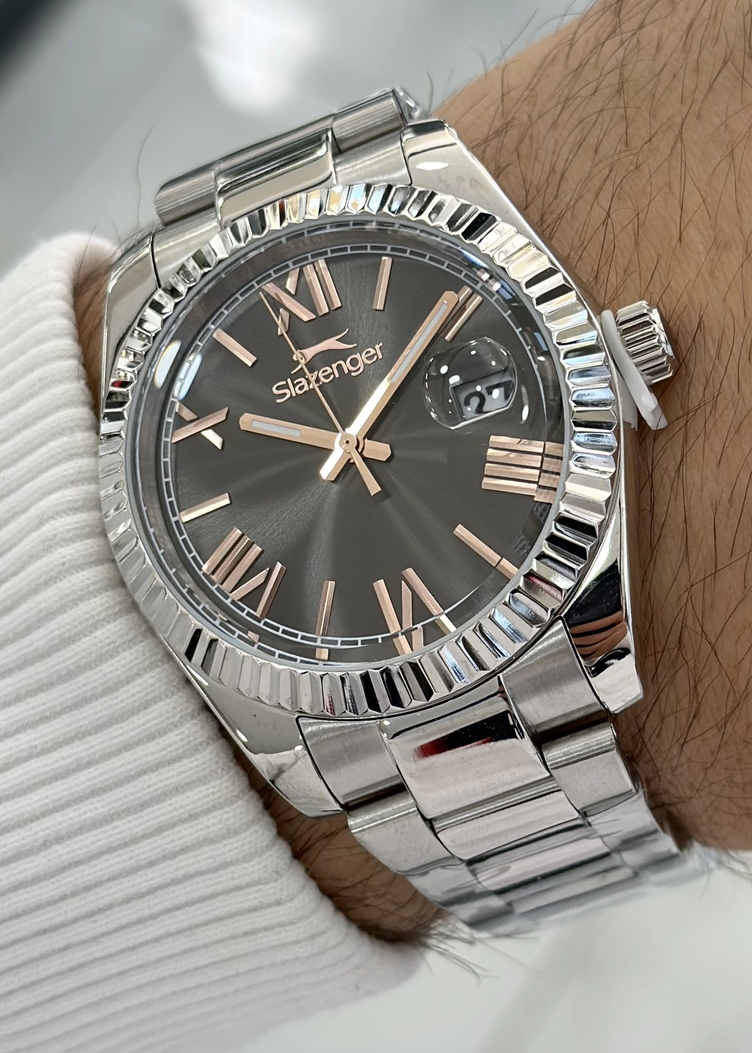 Slazenger Orijinal 2 Yıl Garantili Su Geçirmez Çelik Kordon Fonksiyonlu Erkek Kol Saati