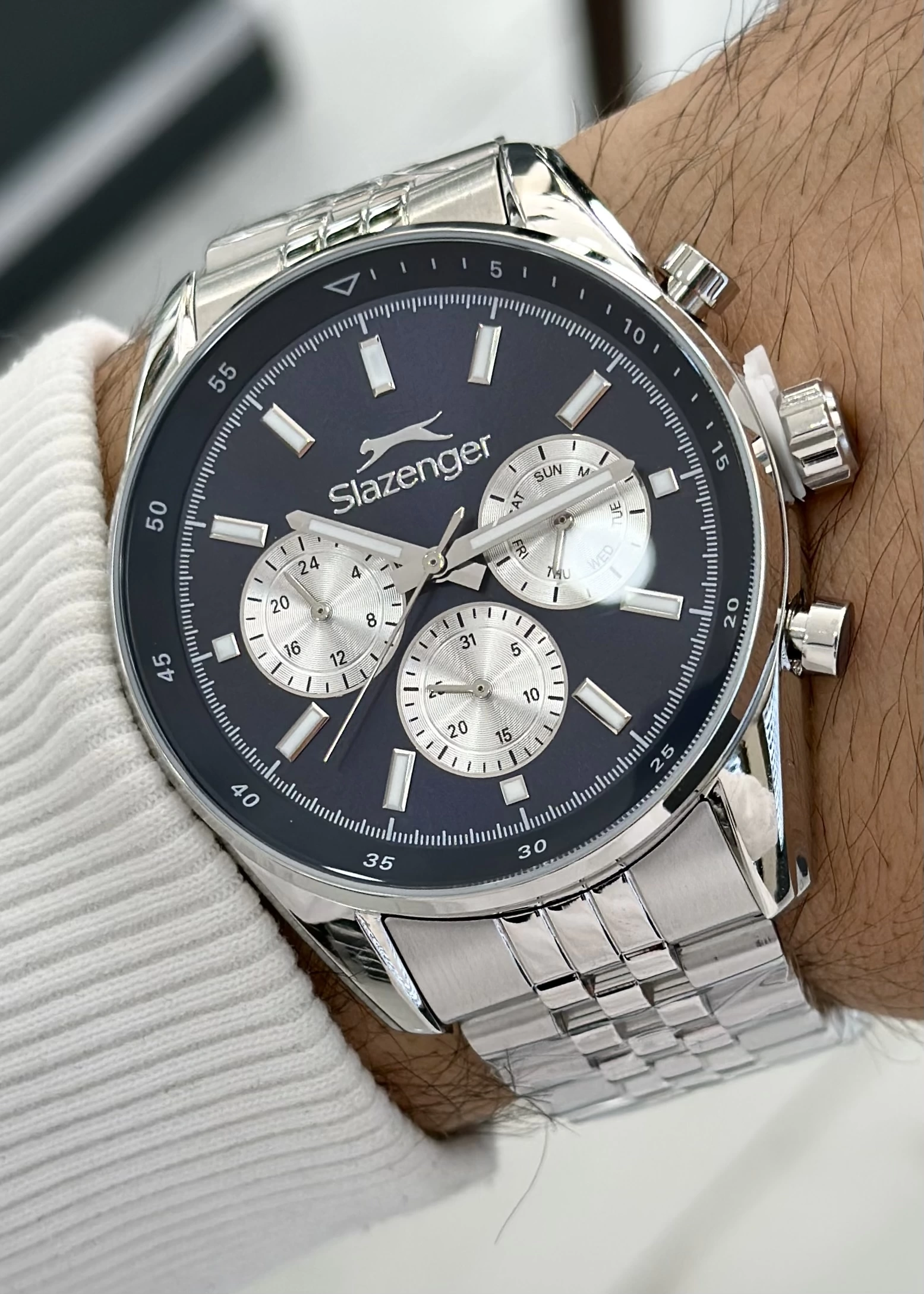 Slazenger Orijinal 2 Yıl Garantili Su Geçirmez Çelik Kordon Fonksiyonlu Erkek Kol Saati