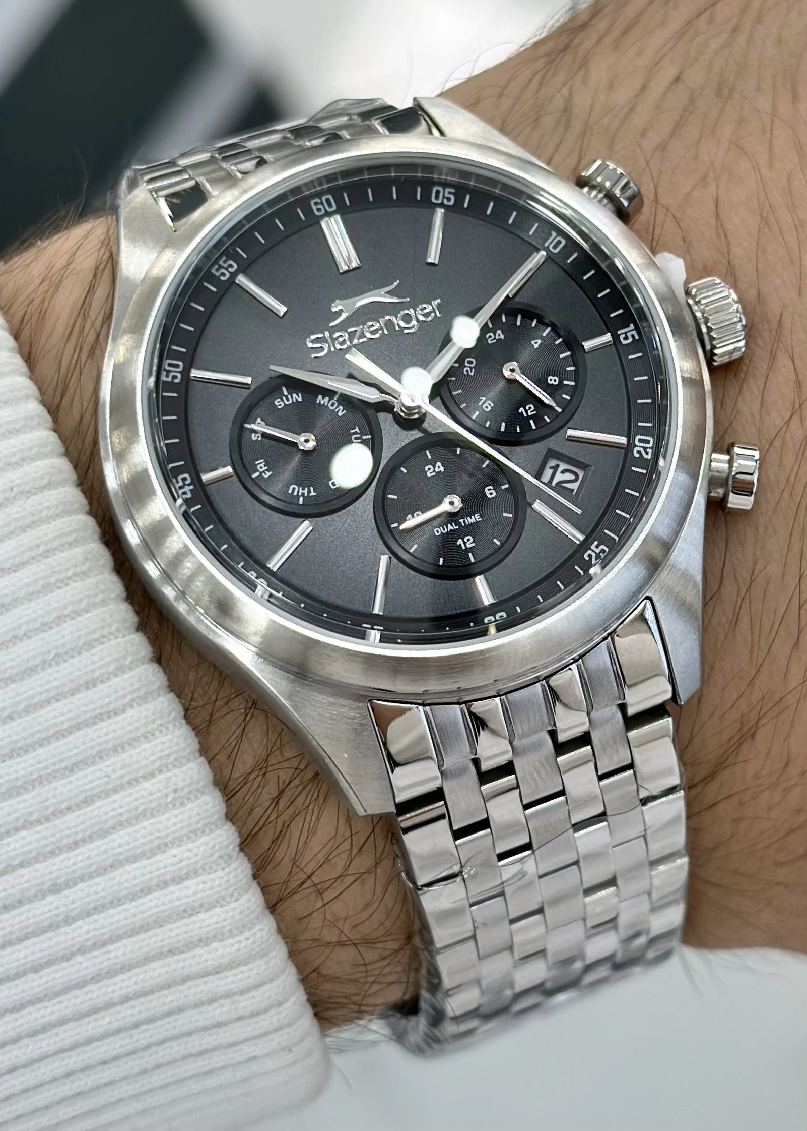 Slazenger Orijinal 2 Yıl Garantili Su Geçirmez Çelik Kordon Fonksiyonlu Erkek Kol Saati