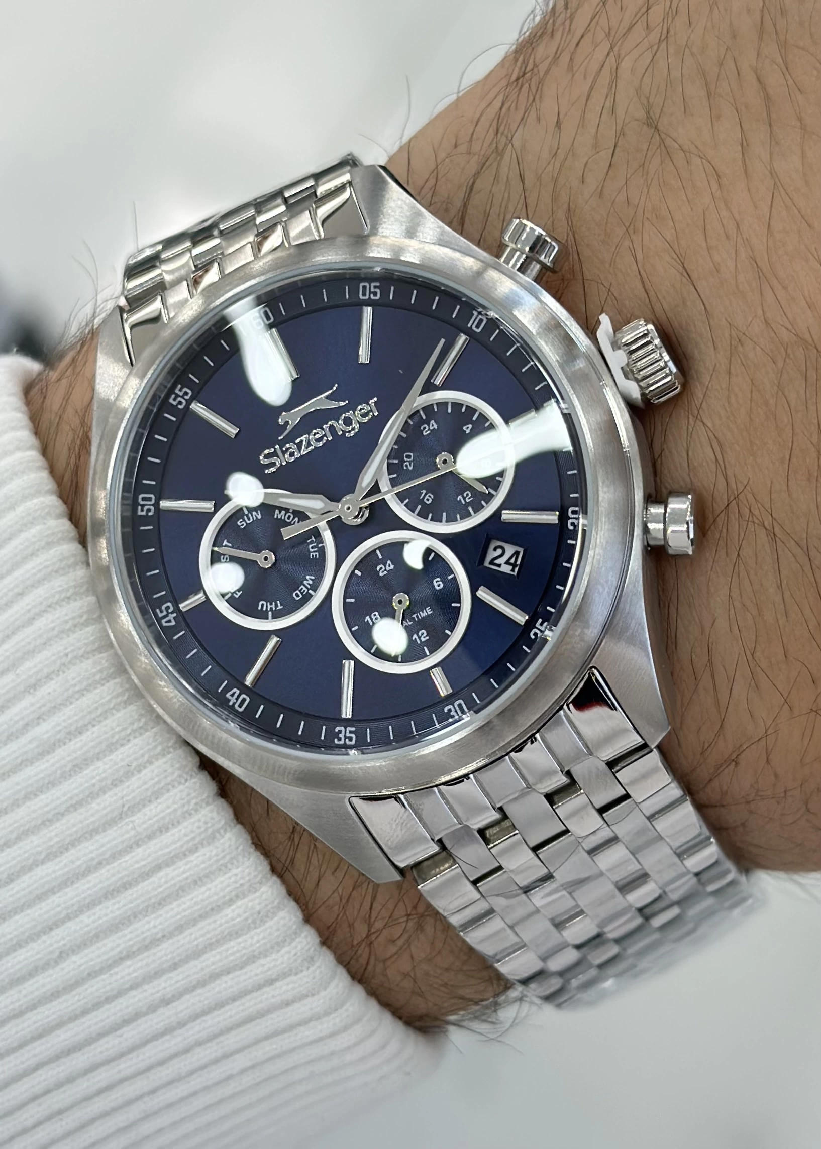 Slazenger Orijinal 2 Yıl Garantili Su Geçirmez Çelik Kordon Fonksiyonlu Erkek Kol Saati