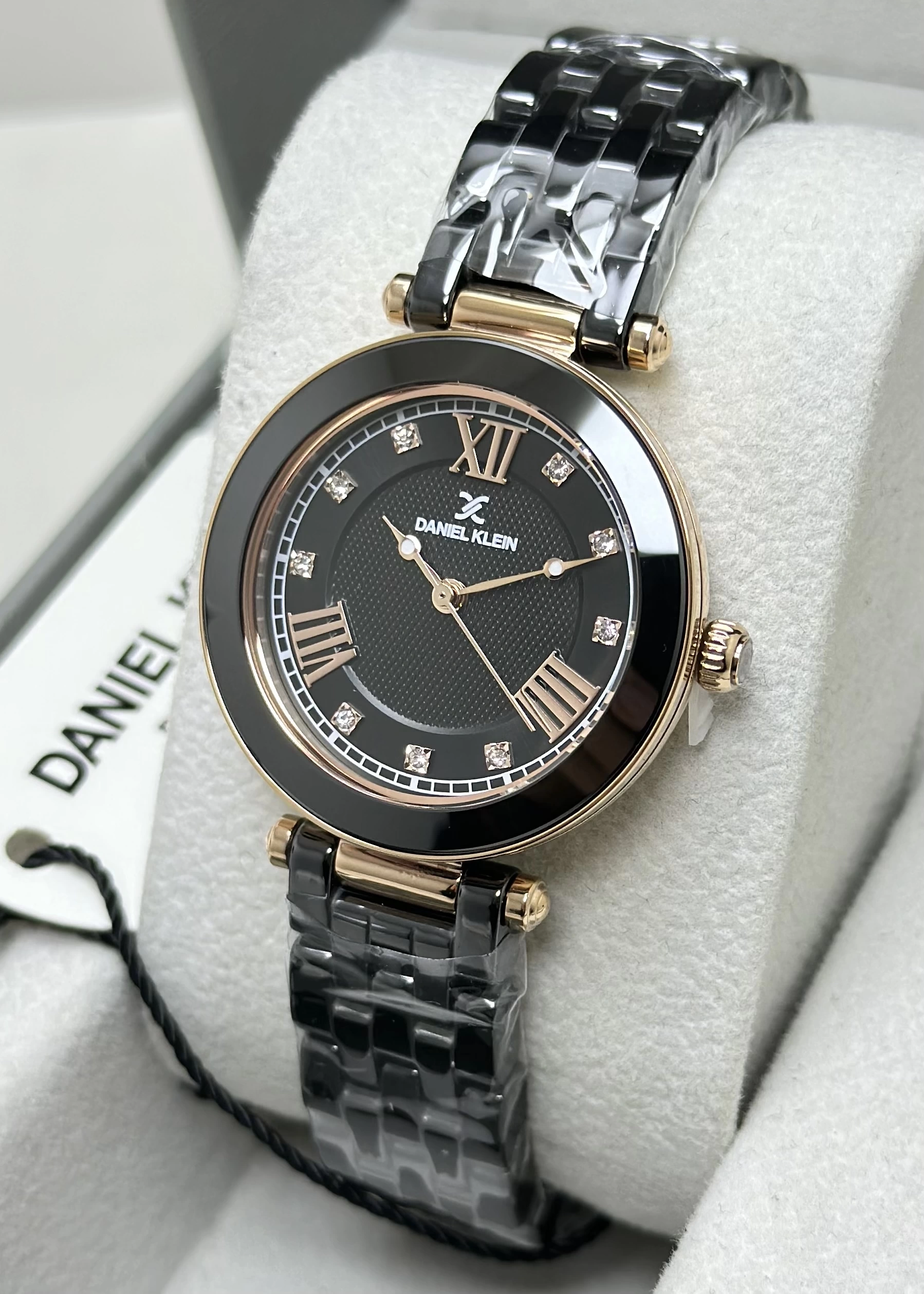 Daniel Klein Orijinal 2 Yıl Garantili Su Geçirmez Siyah Seramik Kordon Kadın Kol Saati ILK14282C6