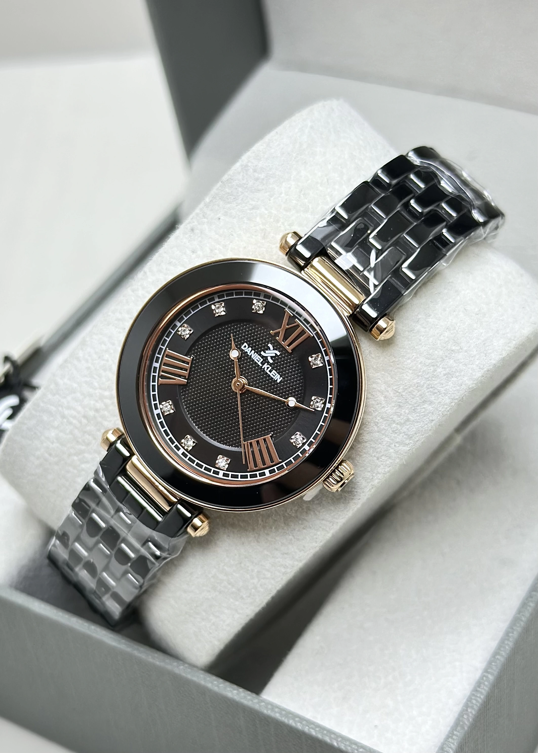 Daniel Klein Orijinal 2 Yıl Garantili Su Geçirmez Siyah Seramik Kordon Kadın Kol Saati ILK14282C6