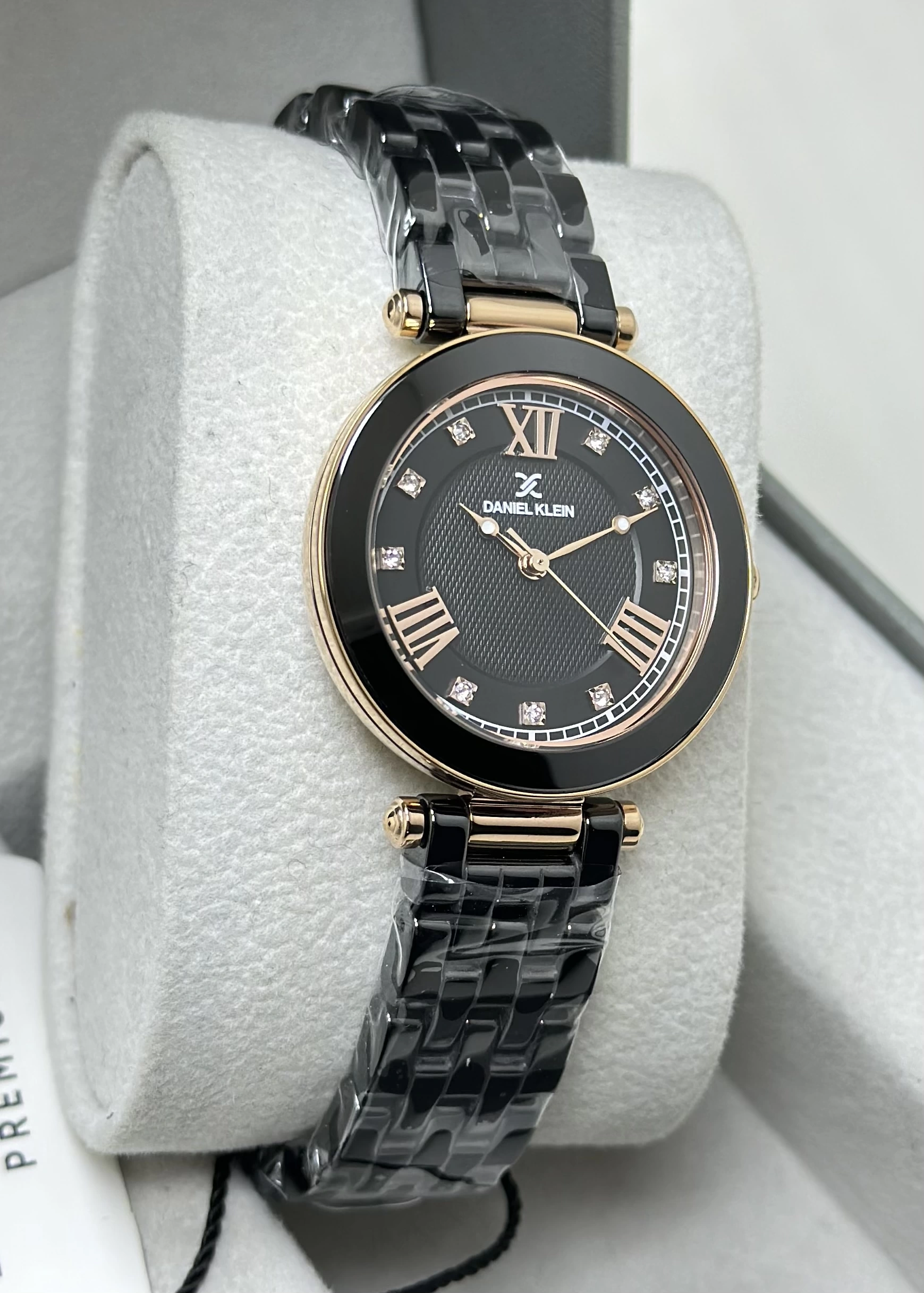 Daniel Klein Orijinal 2 Yıl Garantili Su Geçirmez Siyah Seramik Kordon Kadın Kol Saati ILK14282C6