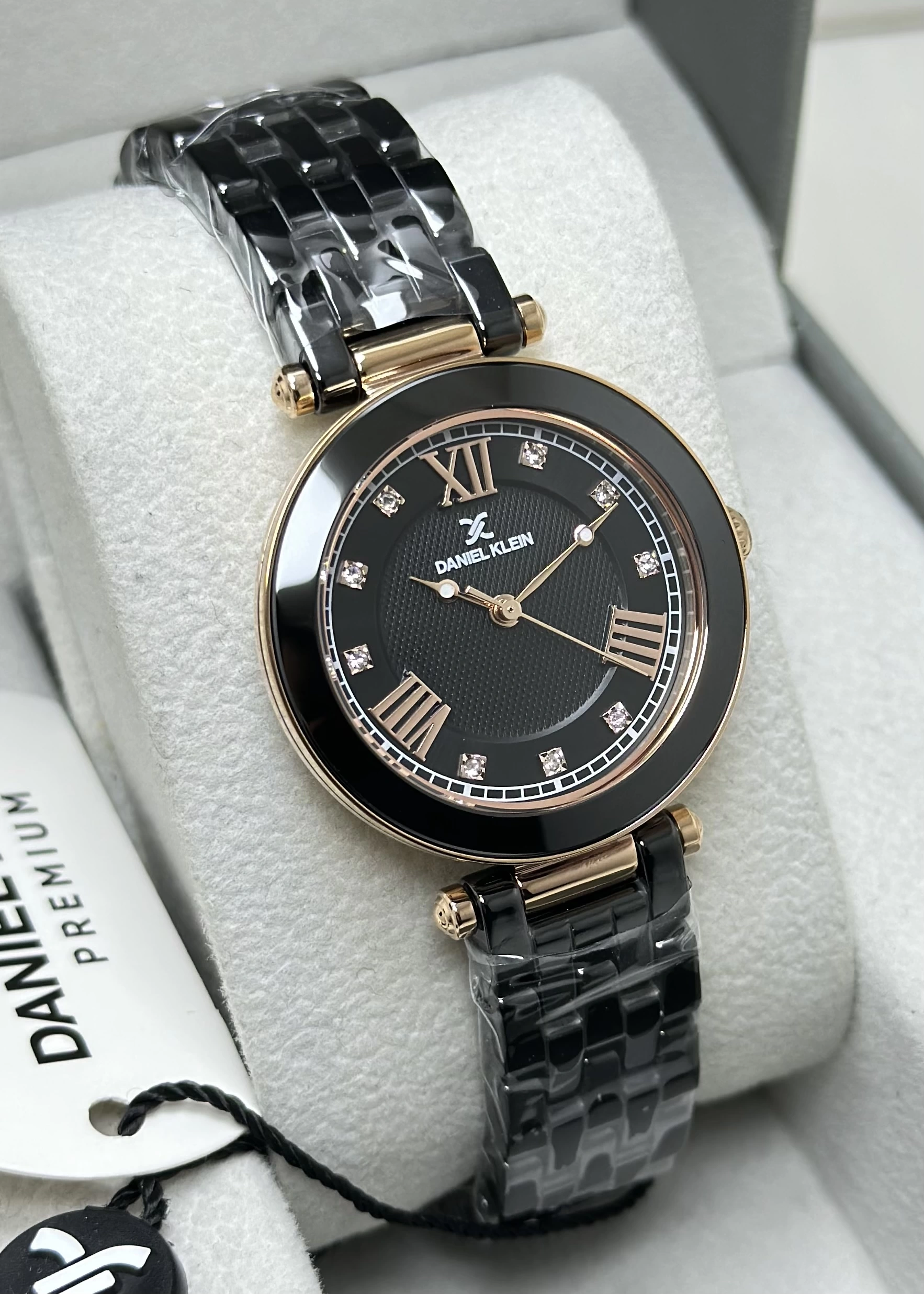 Daniel Klein Orijinal 2 Yıl Garantili Su Geçirmez Siyah Seramik Kordon Kadın Kol Saati ILK14282C6