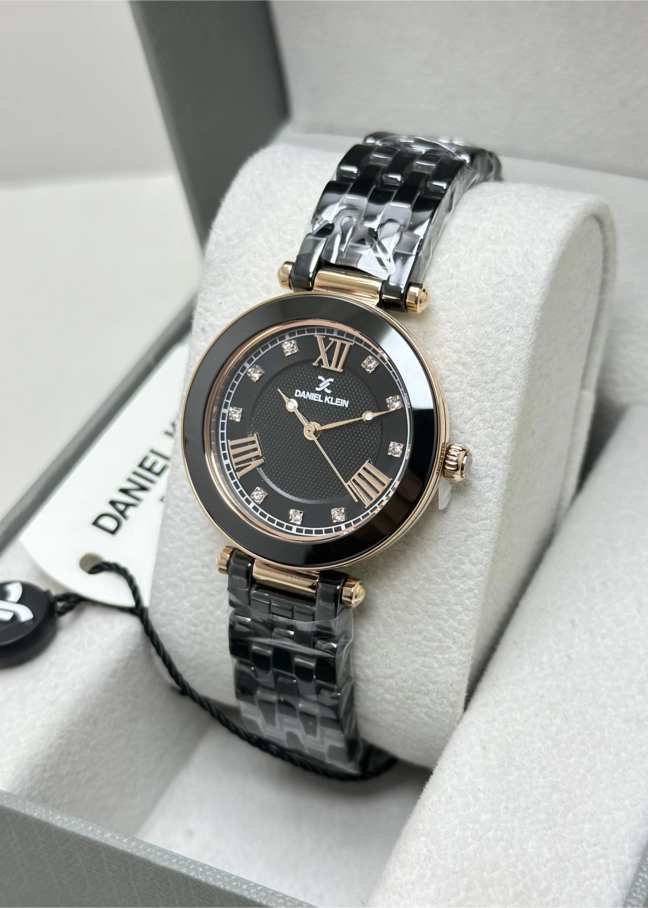 Daniel Klein Orijinal 2 Yıl Garantili Su Geçirmez Siyah Seramik Kordon Kadın Kol Saati ILK14282C6