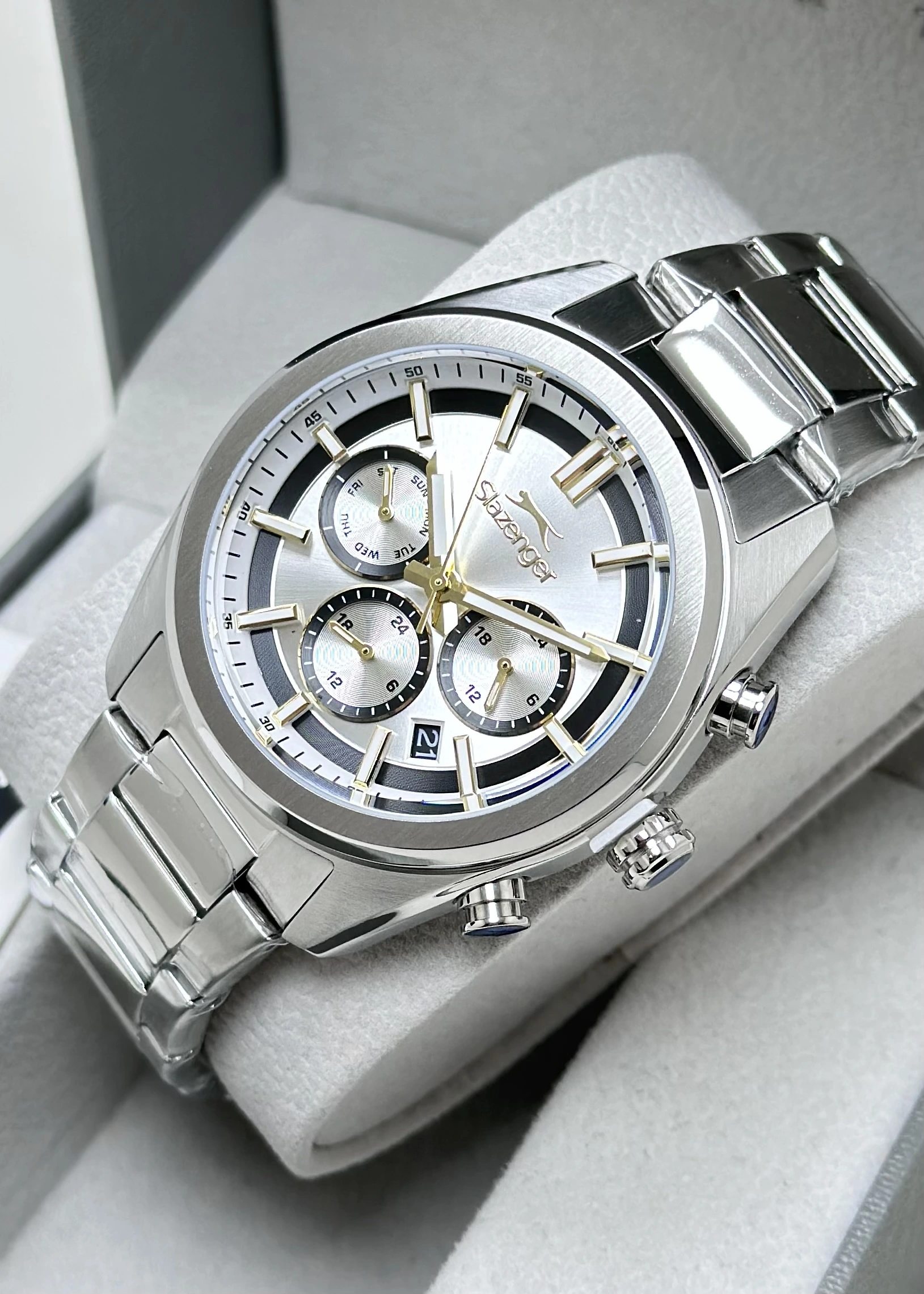 Slazenger Orijinal 2 Yıl Garantili Su Geçirmez Çelik Kordon Fonksiyonlu Erkek Kol Saati ILK2554A4