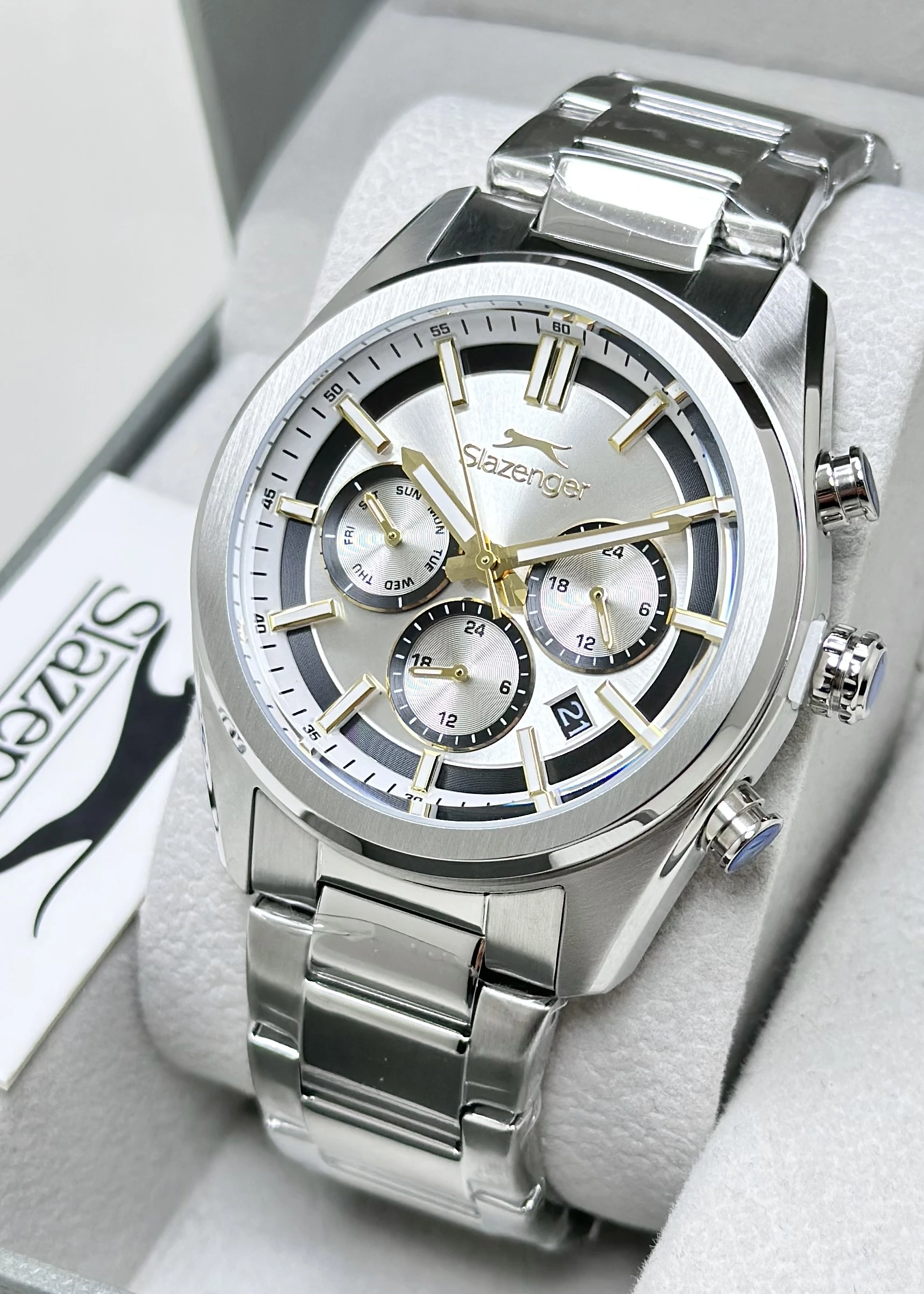 Slazenger Orijinal 2 Yıl Garantili Su Geçirmez Çelik Kordon Fonksiyonlu Erkek Kol Saati ILK2554A4