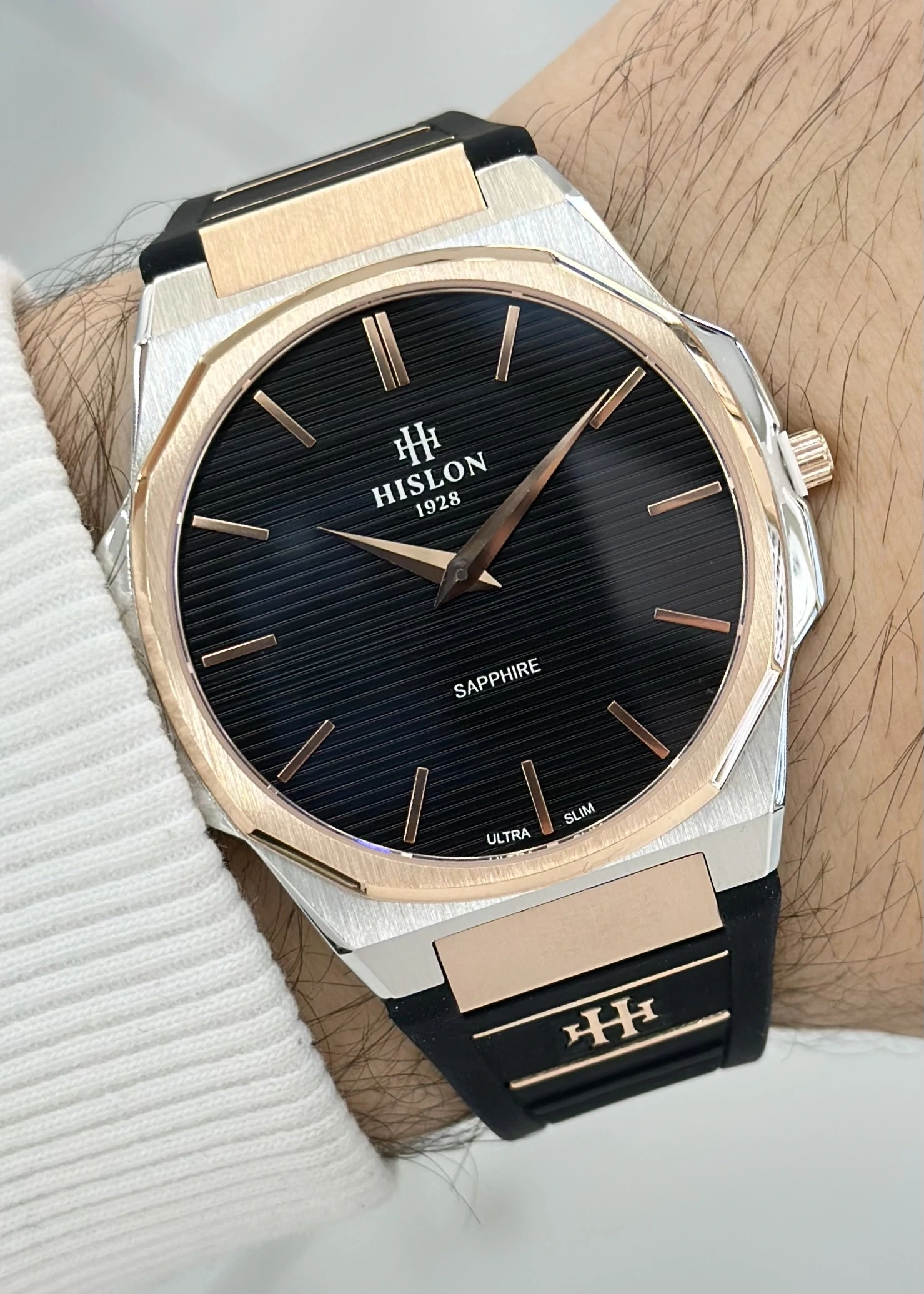 Hislon Orijinal Silikon Kordon Ultra Slim Erkek Kol Saati ILKCL127T-04BR