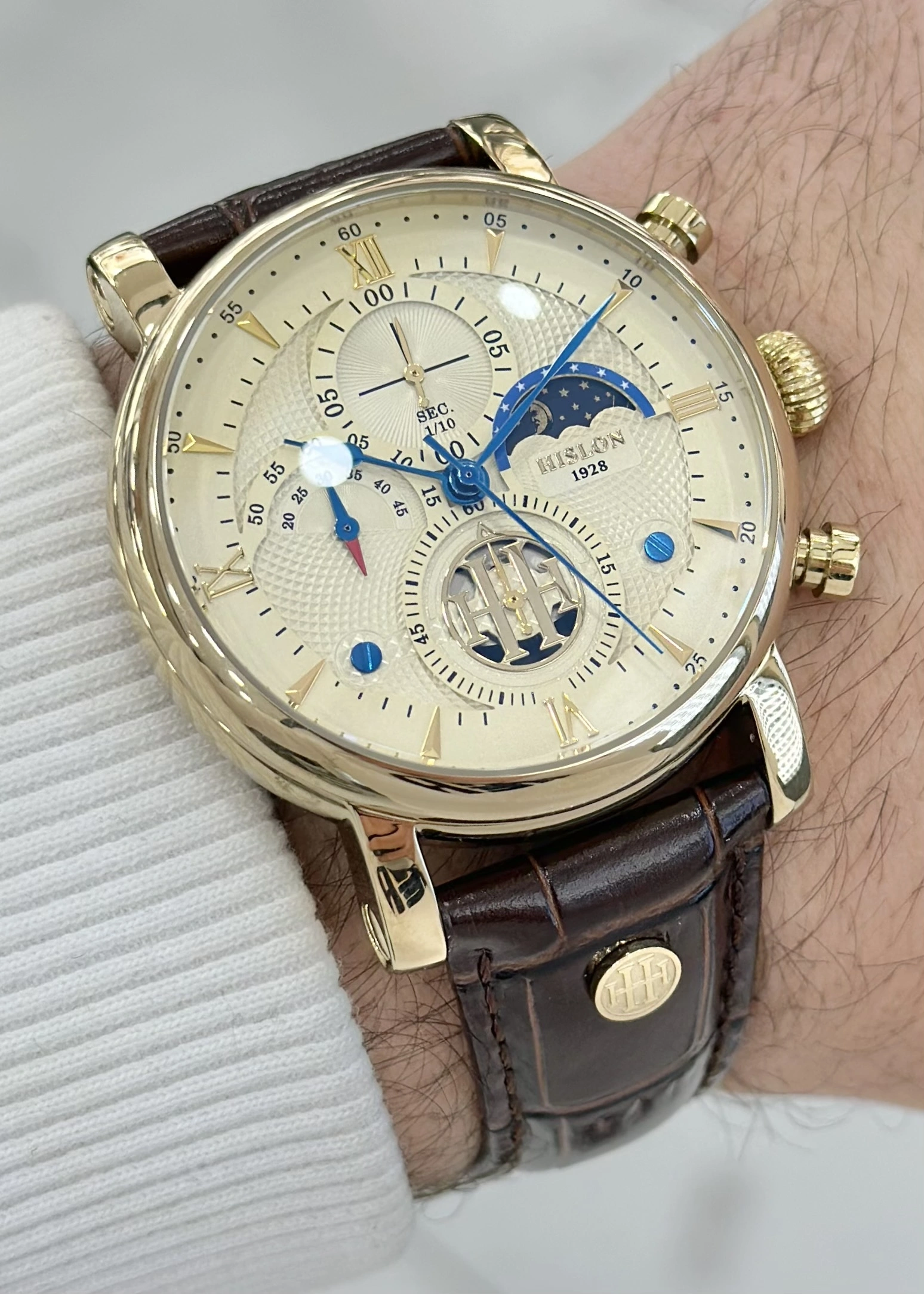 Hislon Orijinal Deri Kordon Su Geçirmez Erkek Kol Saati ILKTM105G-08KG