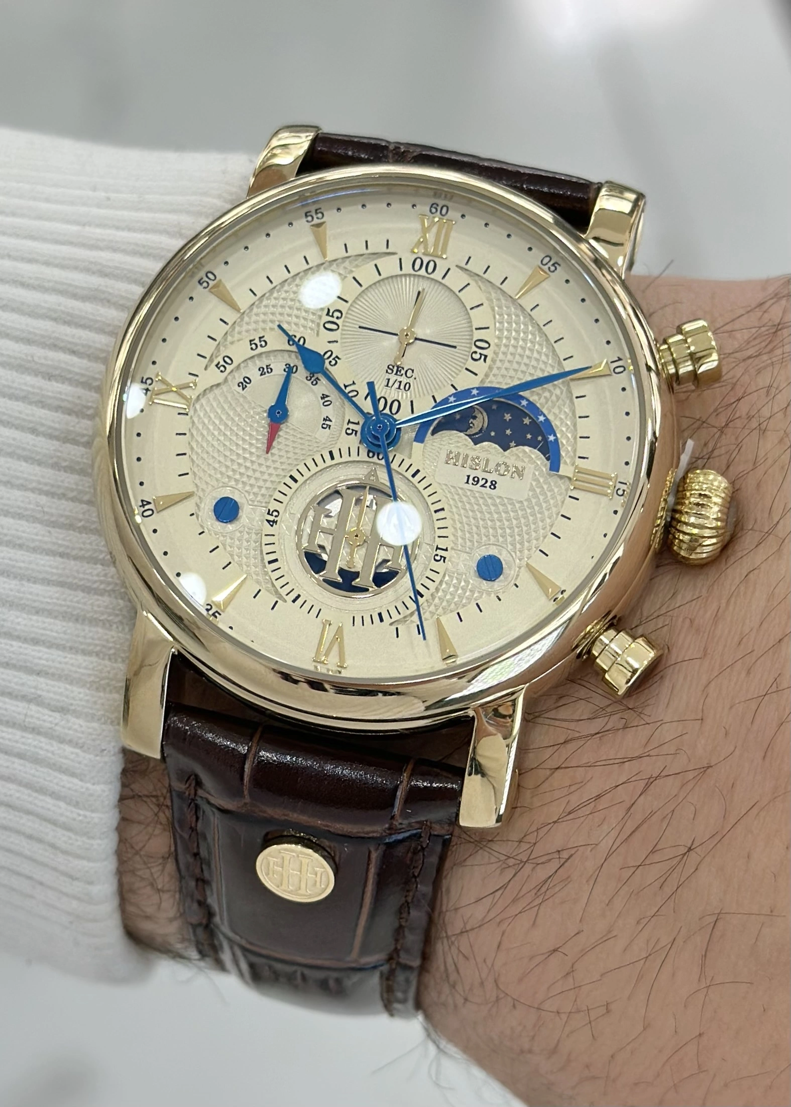 Hislon Orijinal Deri Kordon Su Geçirmez Erkek Kol Saati ILKTM105G-08KG