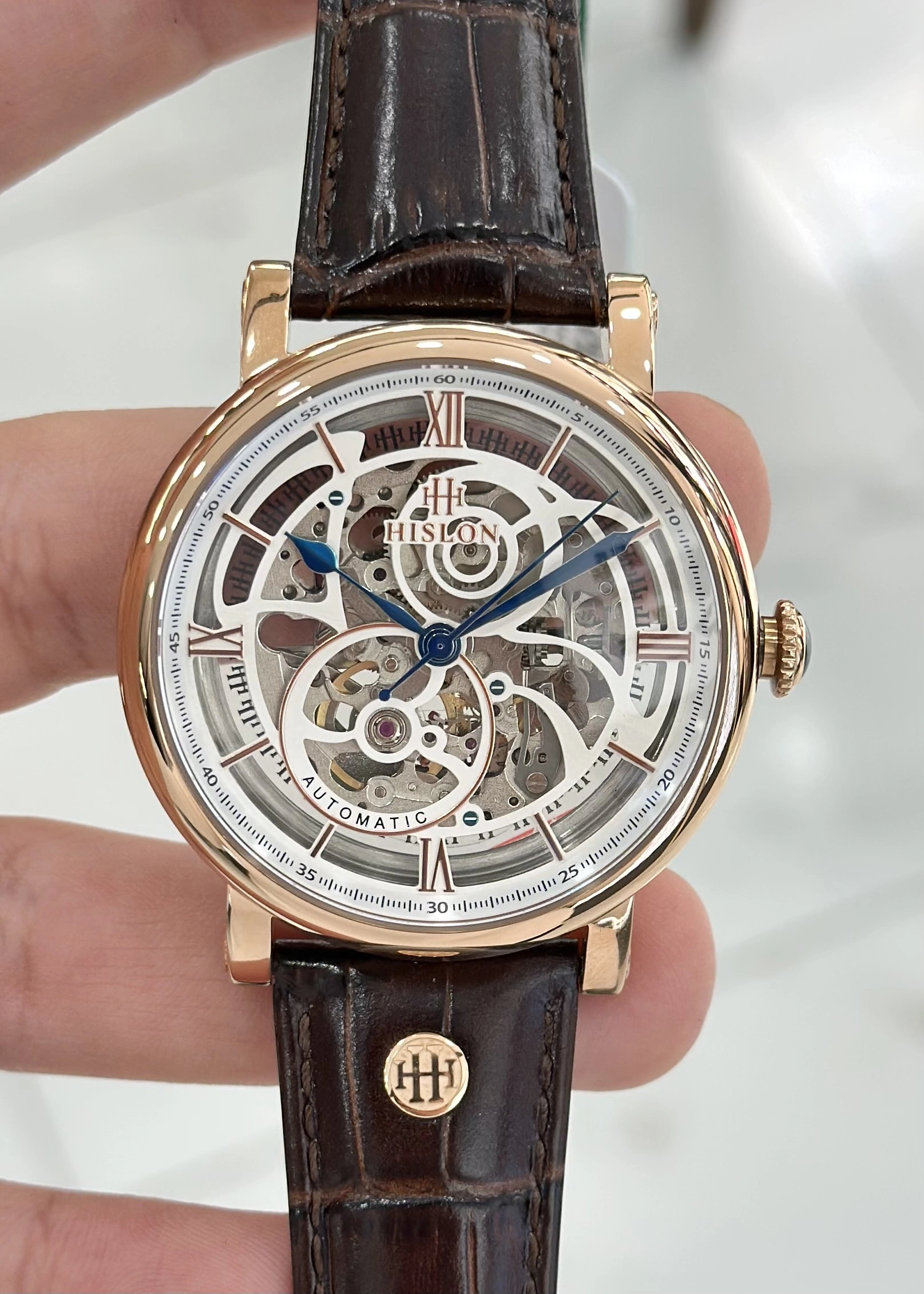 Hislon Orijinal Deri Kordon Su Geçirmez Otomatik Erkek Kol Saati ILKSD104R-16KR