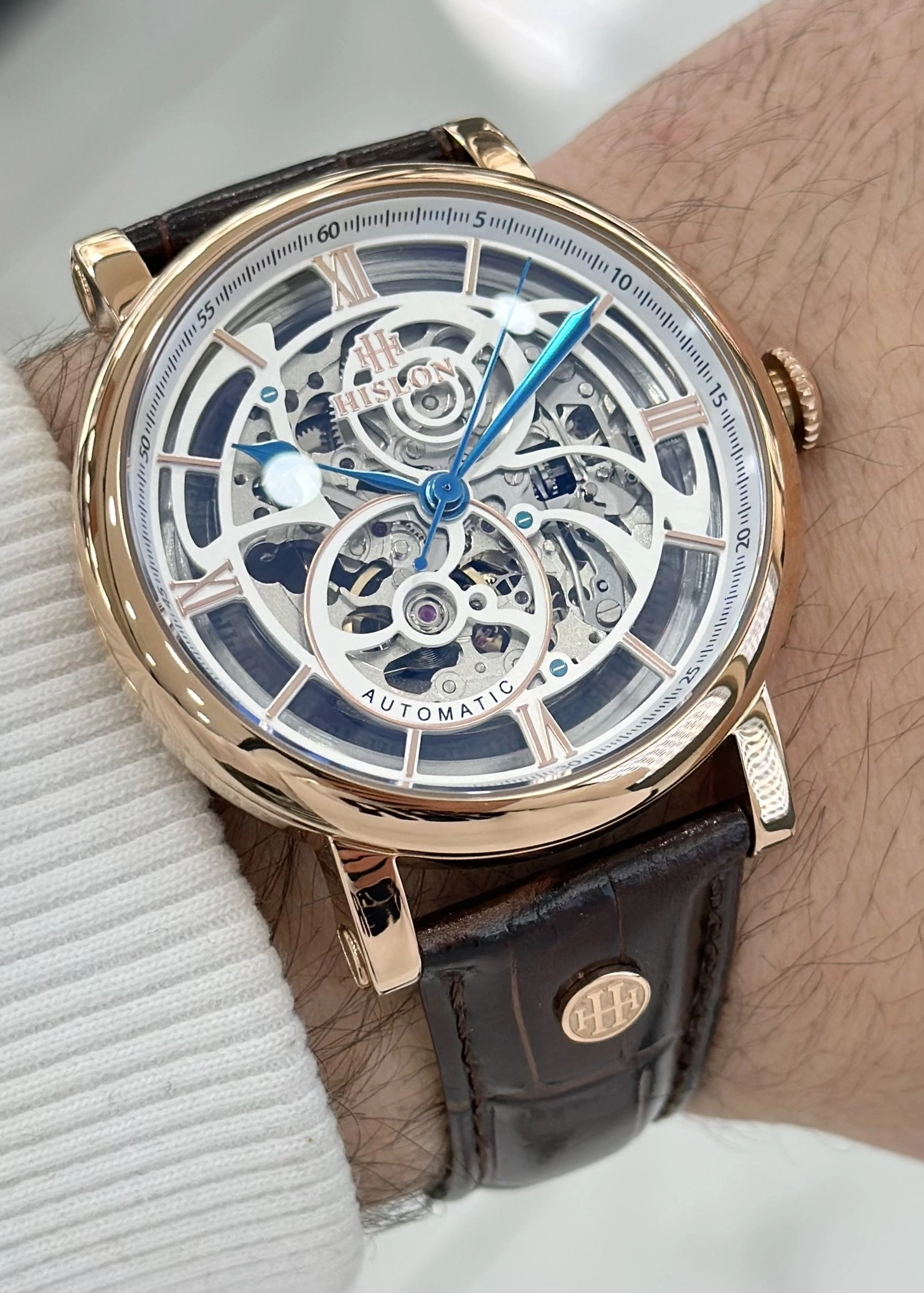 Hislon Orijinal Deri Kordon Su Geçirmez Otomatik Erkek Kol Saati ILKSD104R-16KR