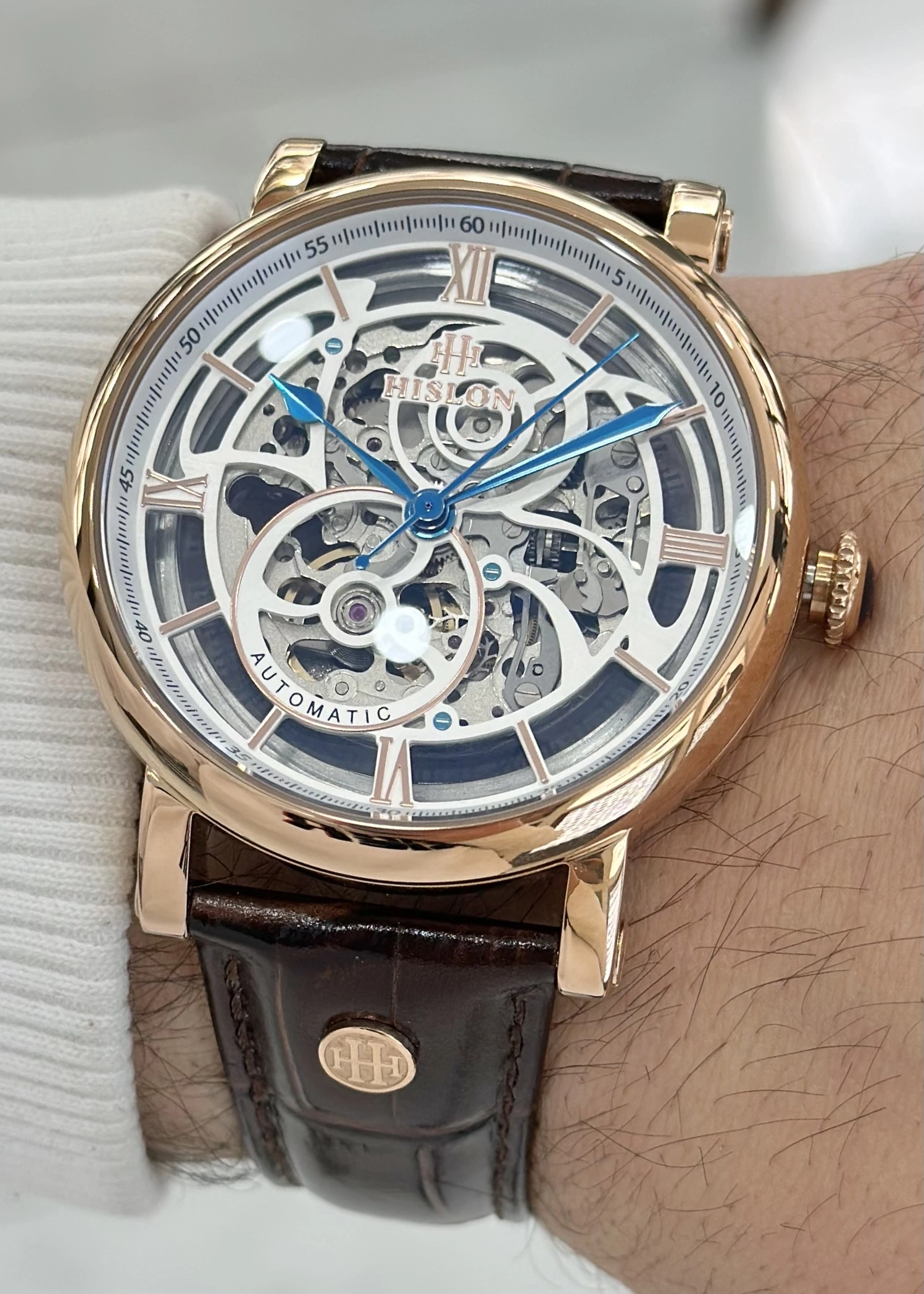 Hislon Orijinal Deri Kordon Su Geçirmez Otomatik Erkek Kol Saati ILKSD104R-16KR