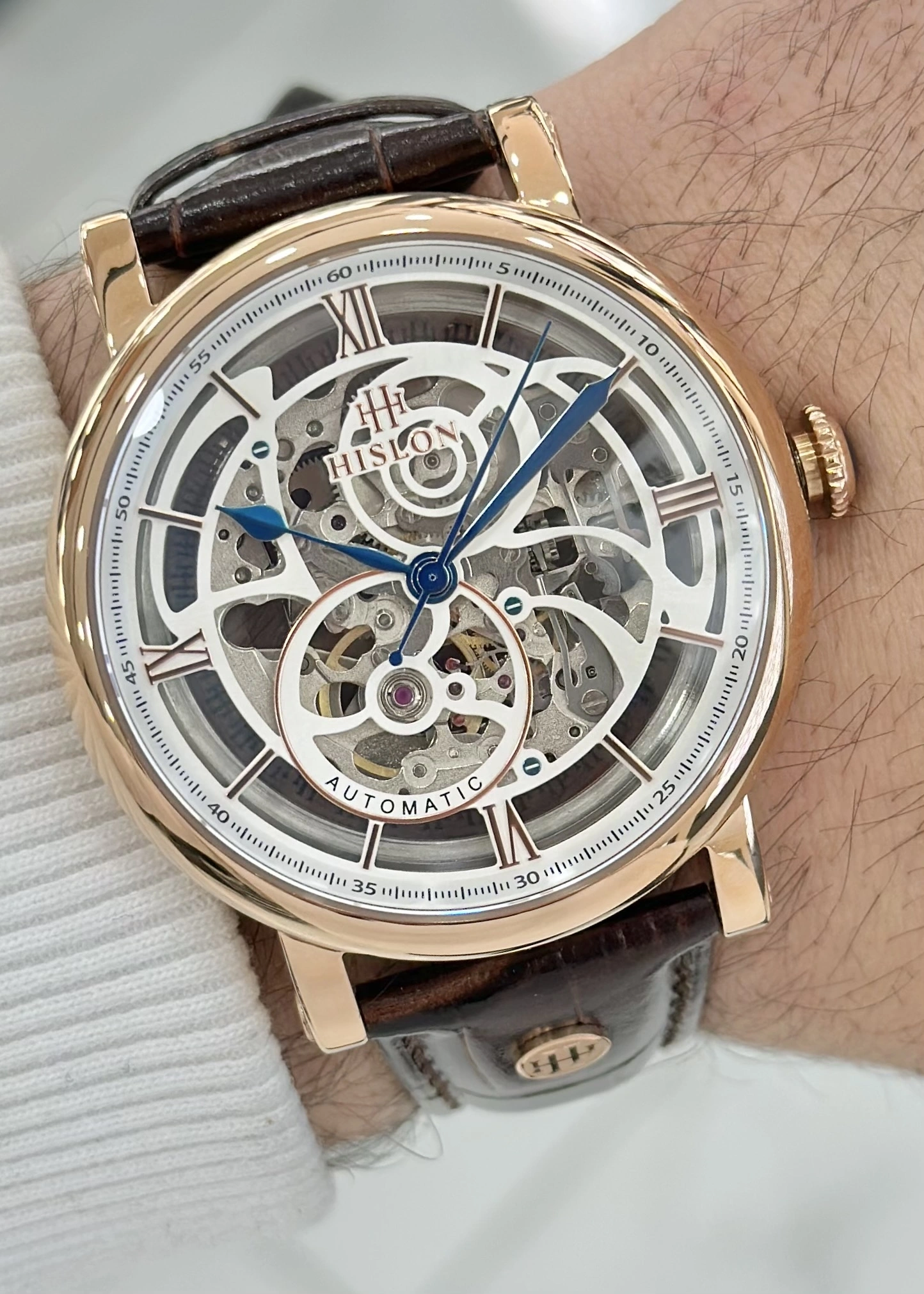 Hislon Orijinal Deri Kordon Su Geçirmez Otomatik Erkek Kol Saati ILKSD104R-16KR