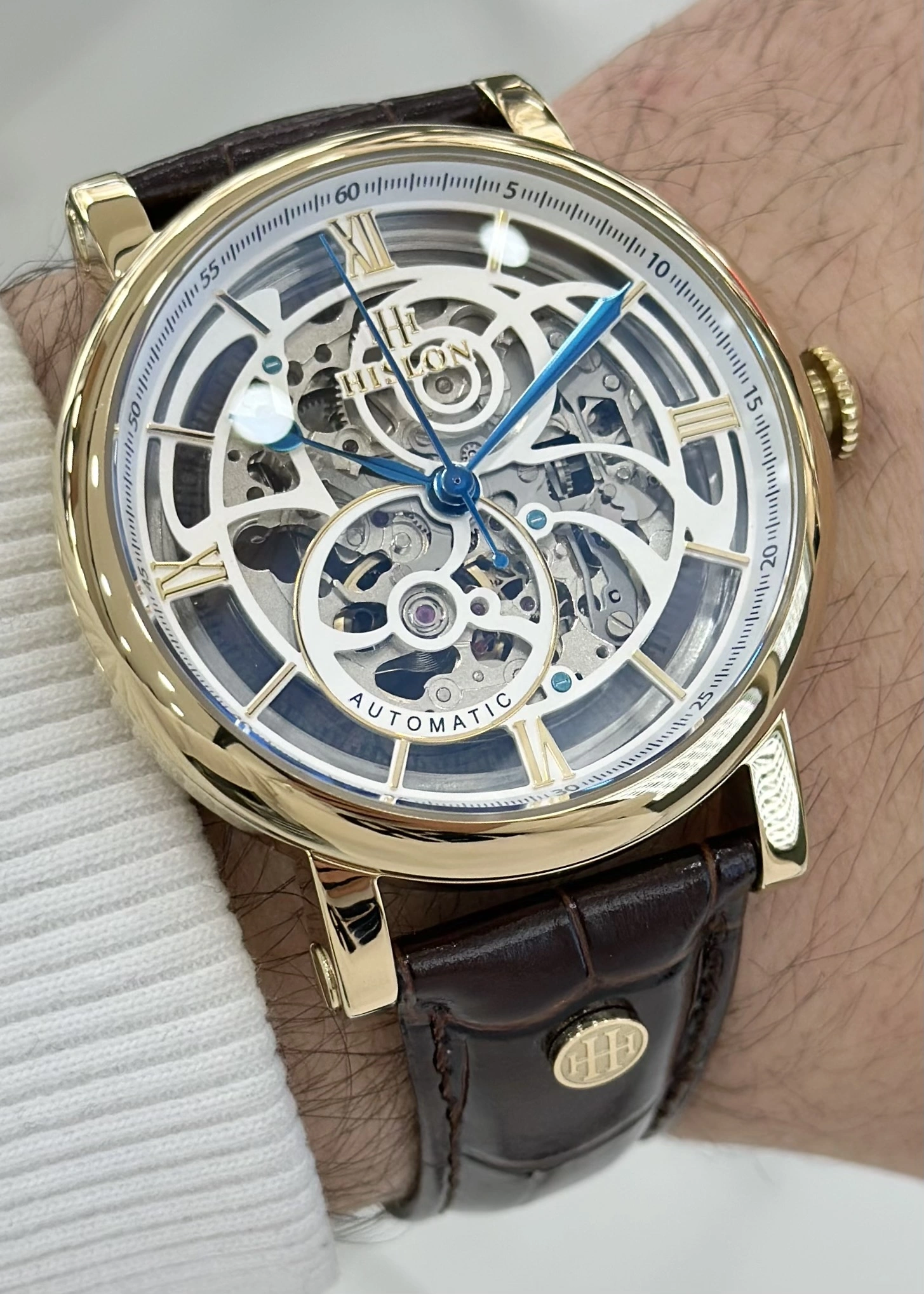 Hislon Orijinal Deri Kordon Su Geçirmez Otomatik Erkek Kol Saati ILKSD104G-16KG