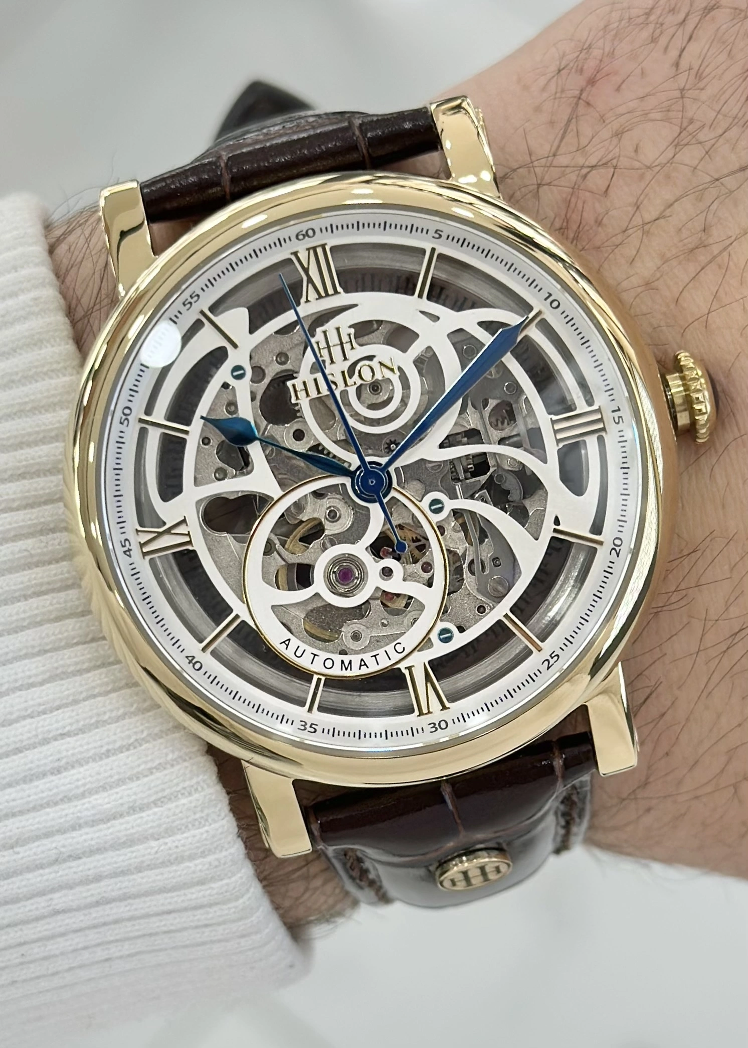 Hislon Orijinal Deri Kordon Su Geçirmez Otomatik Erkek Kol Saati ILKSD104G-16KG