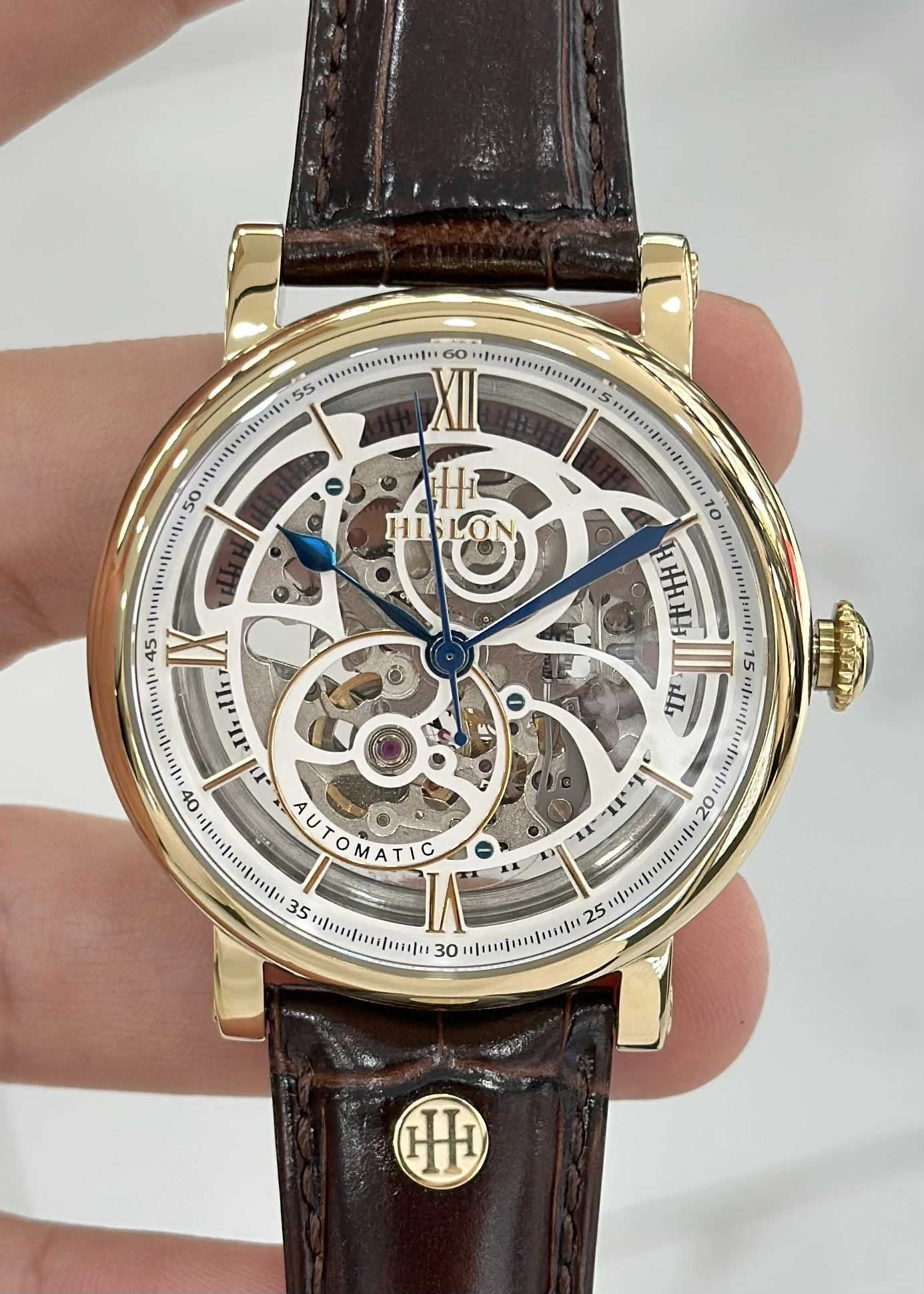 Hislon Orijinal Deri Kordon Su Geçirmez Otomatik Erkek Kol Saati ILKSD104G-16KG