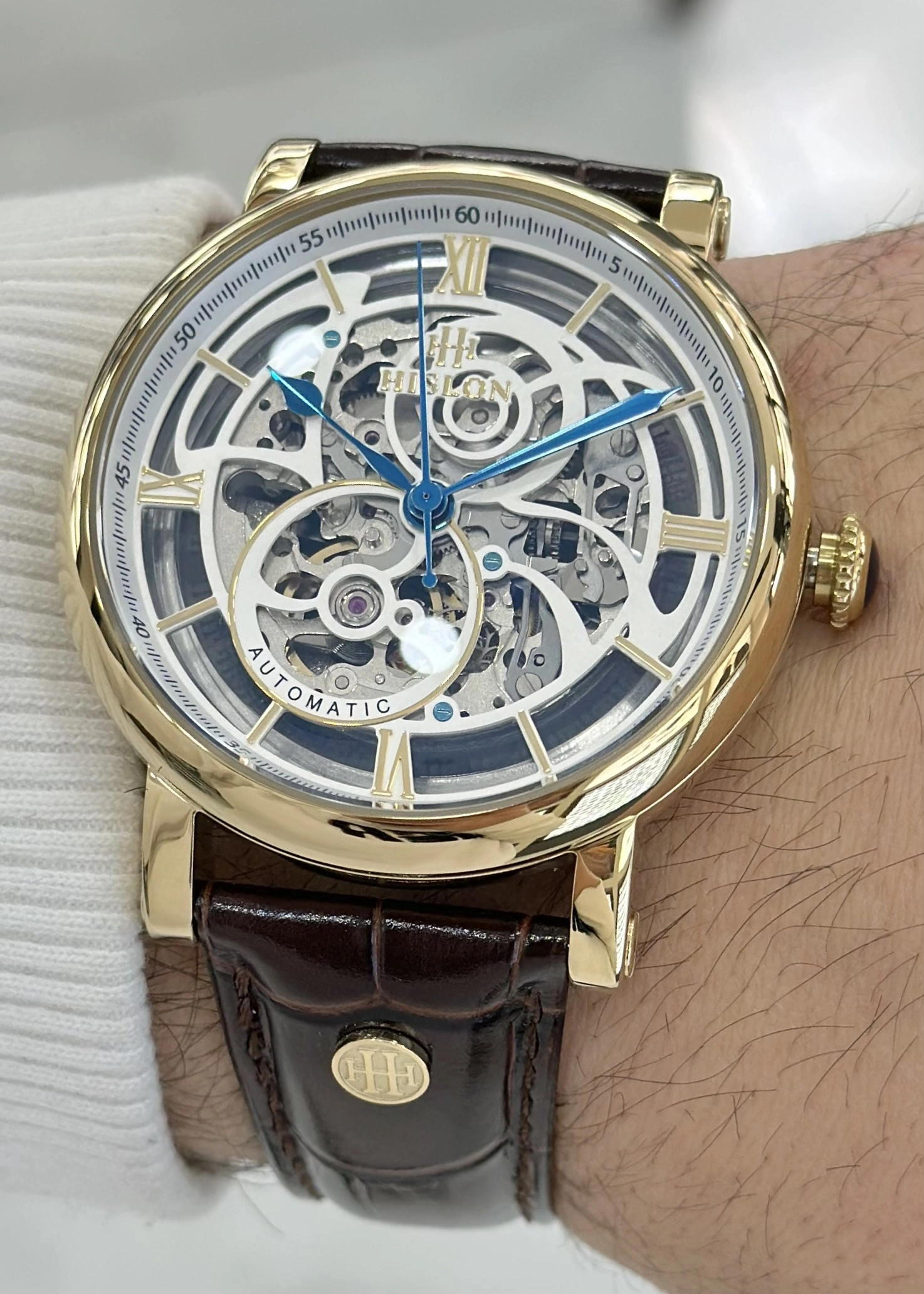 Hislon Orijinal Deri Kordon Su Geçirmez Otomatik Erkek Kol Saati ILKSD104G-16KG