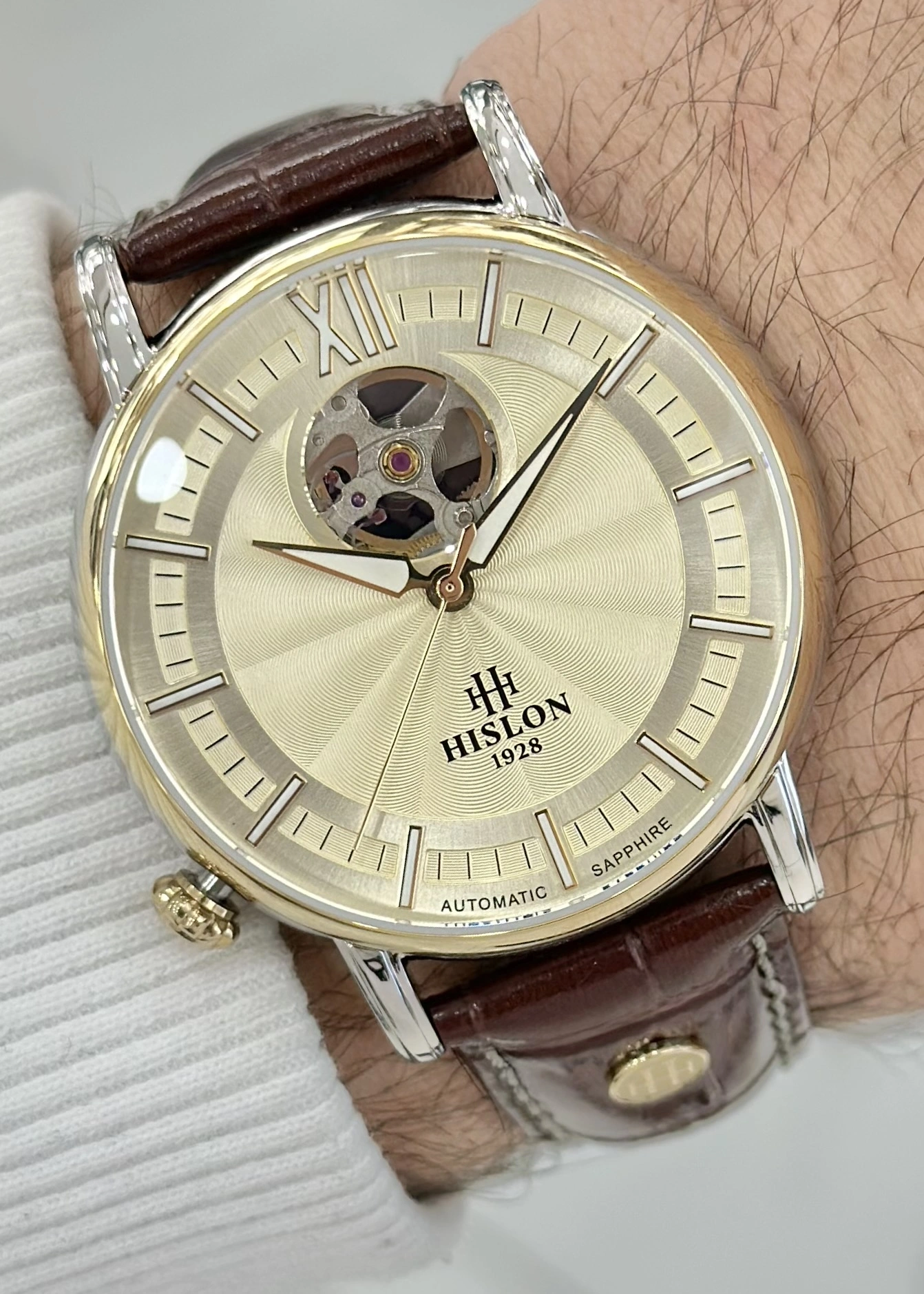 Hislon Orijinal Deri Kordon Su Geçirmez Otomatik Erkek Kol Saati ILKSD140T-08KG