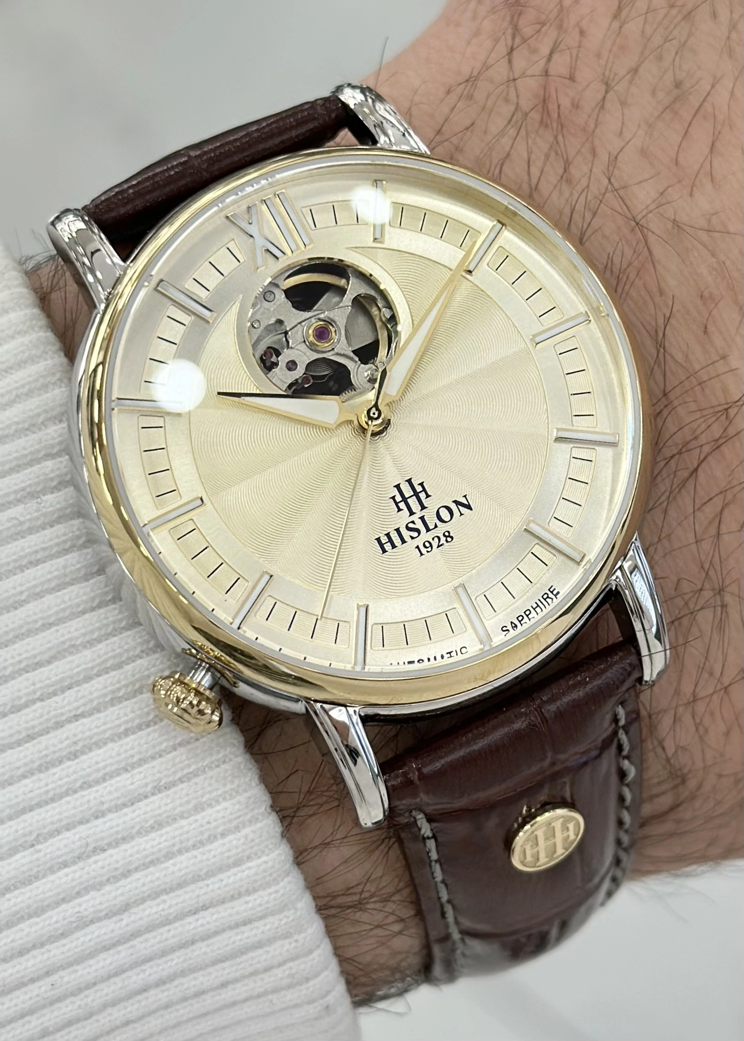 Hislon Orijinal Deri Kordon Su Geçirmez Otomatik Erkek Kol Saati ILKSD140T-08KG