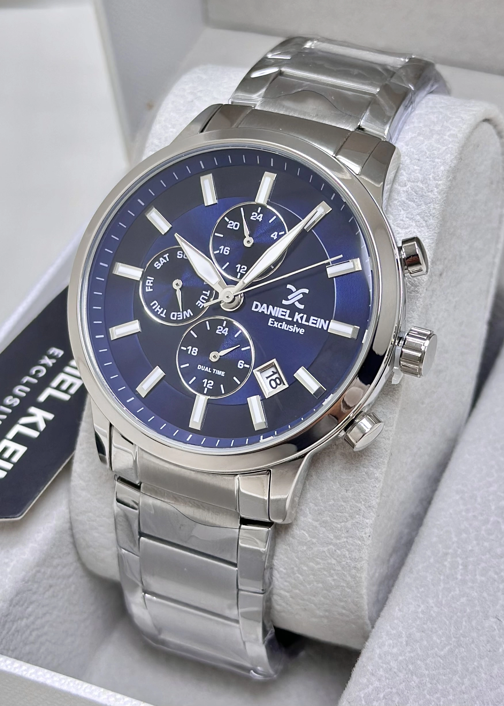 Daniel Klein Orijinal 2 Yıl Garantili Su Geçirmez Lacivert Kadran Çelik Kordon Fonksiyonlu Erkek Kol Saati ILK10924S3