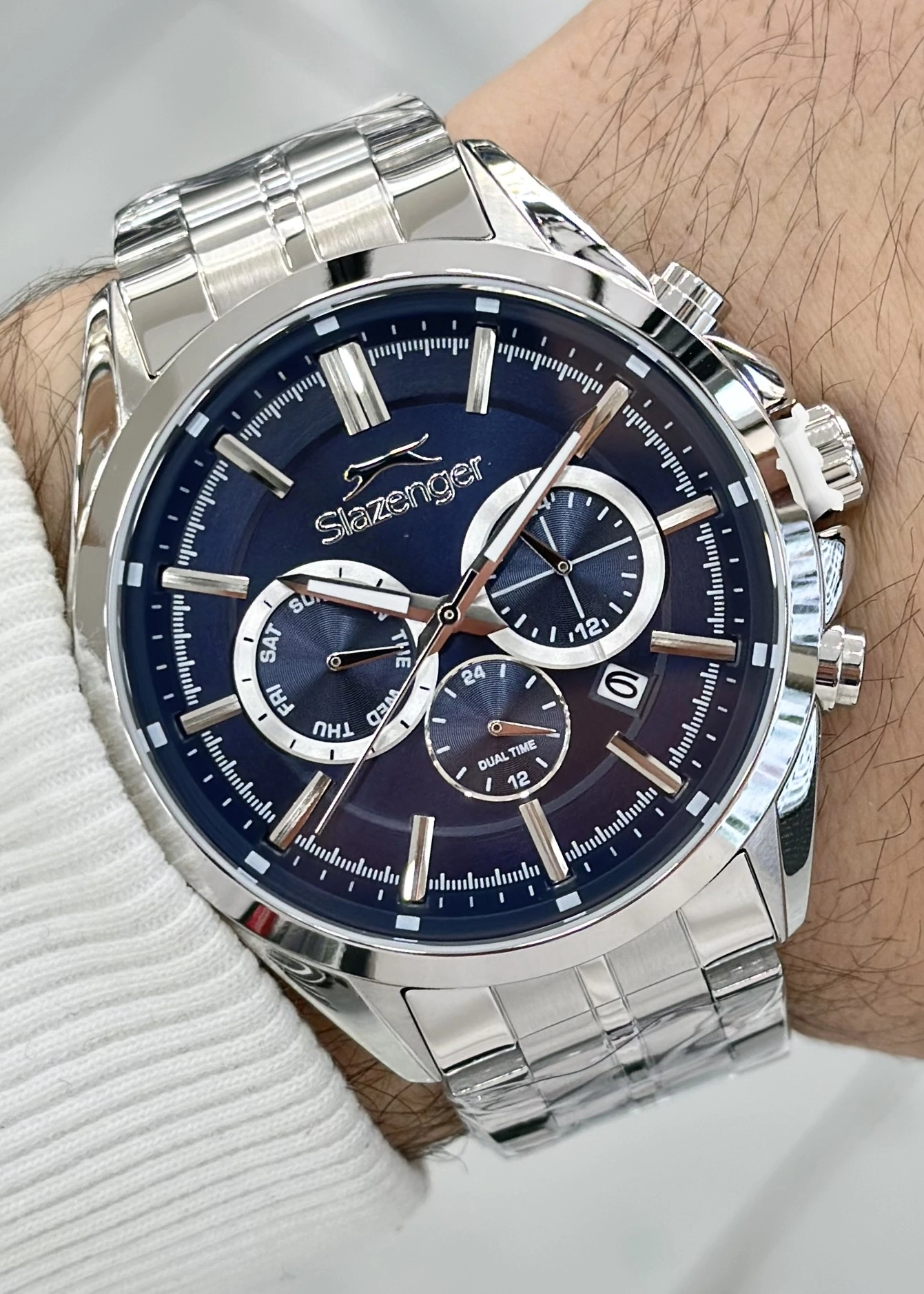 Slazenger Orjinal 2 Yıl Garantili Su Geçirmez Çelik Kordon Çelik Kasa 10 Atm İç Kadran Fonksiyonları Aktif Erkek Kol Saati