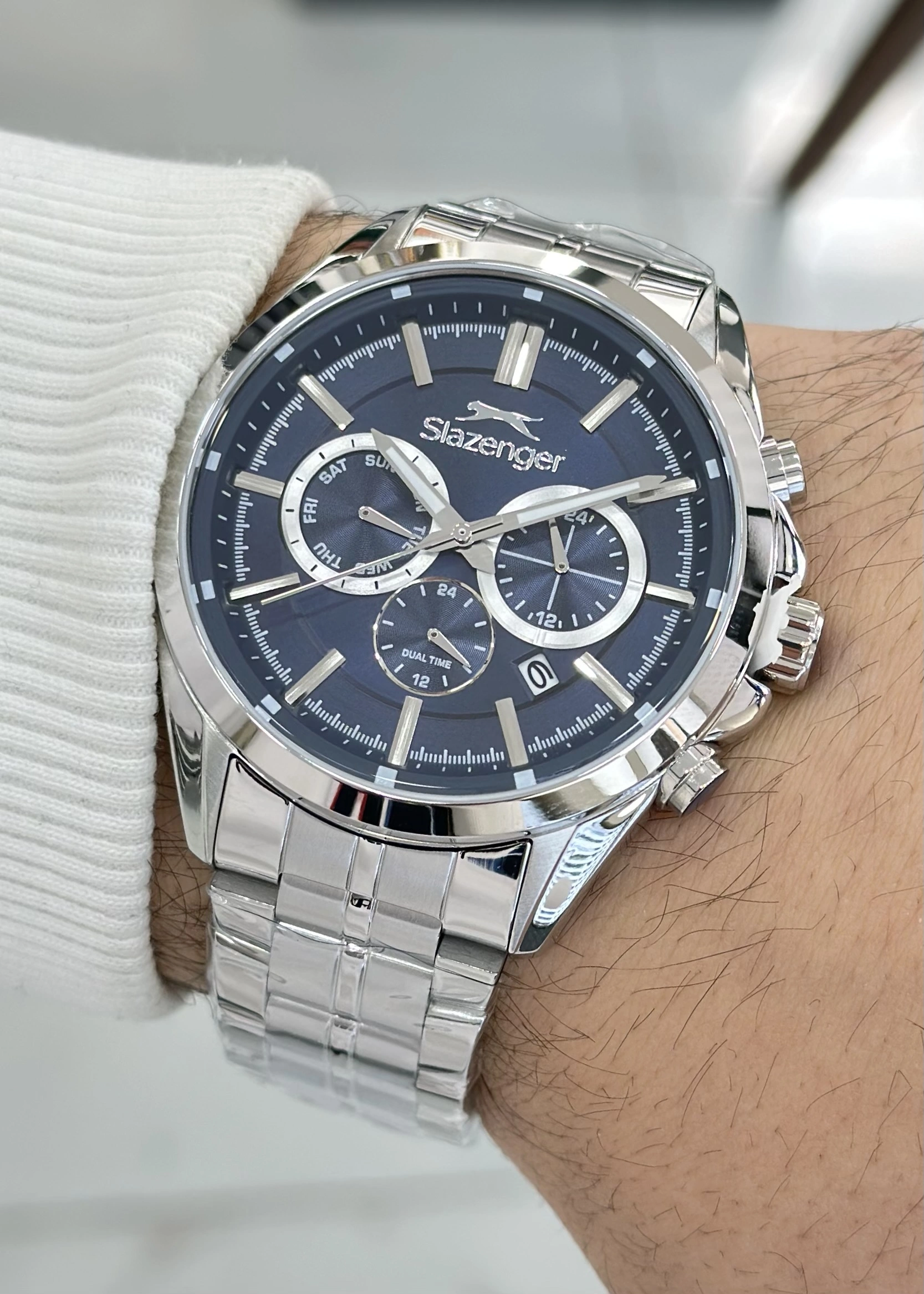 Slazenger Orjinal 2 Yıl Garantili Su Geçirmez Çelik Kordon Çelik Kasa 10 Atm İç Kadran Fonksiyonları Aktif Erkek Kol Saati