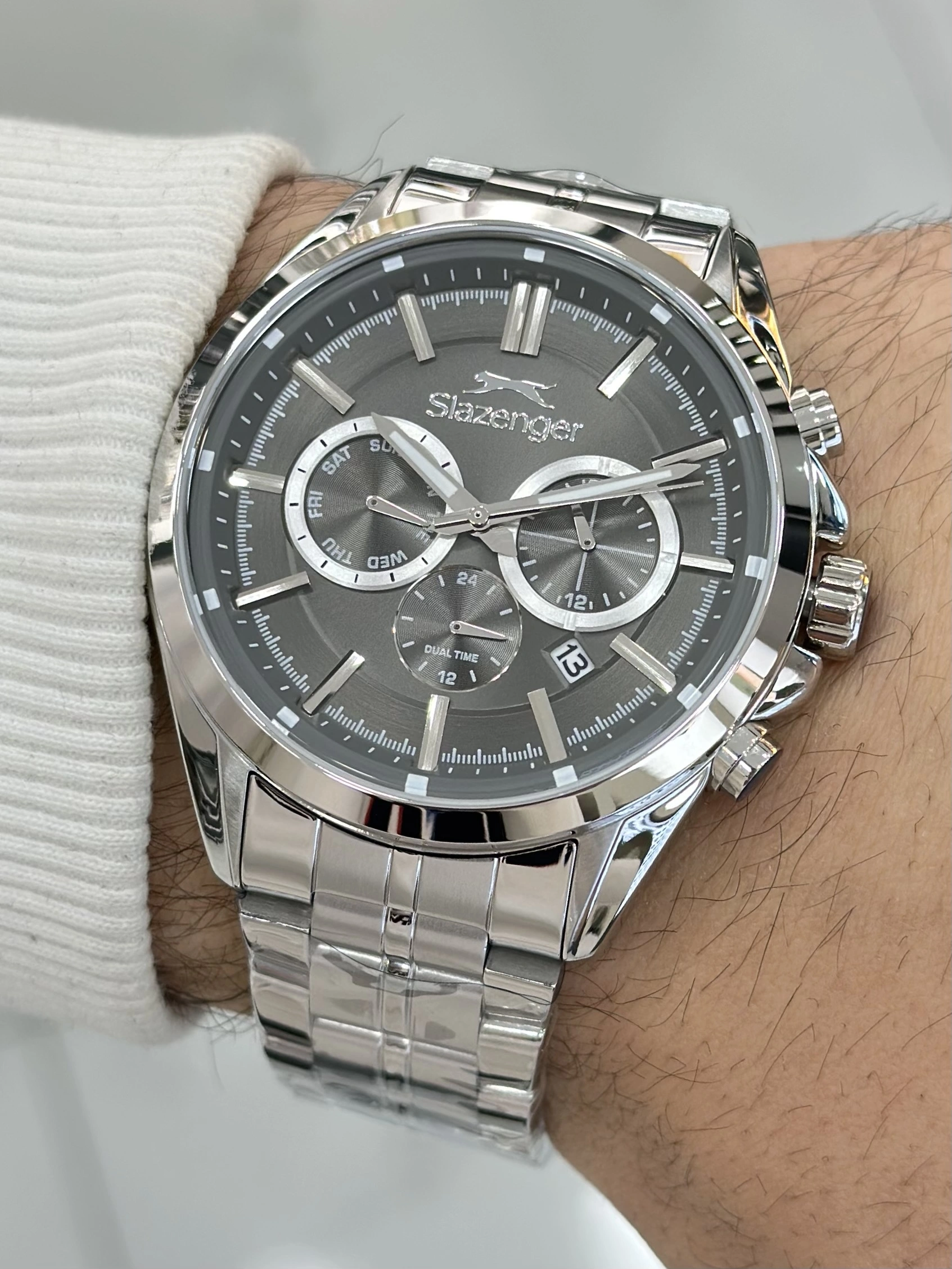 Slazenger Orjinal 2 Yıl Garantili Su Geçirmez Çelik Kordon Çelik Kasa 10 Atm İç Kadran Fonksiyonları Aktif Erkek Kol Saati