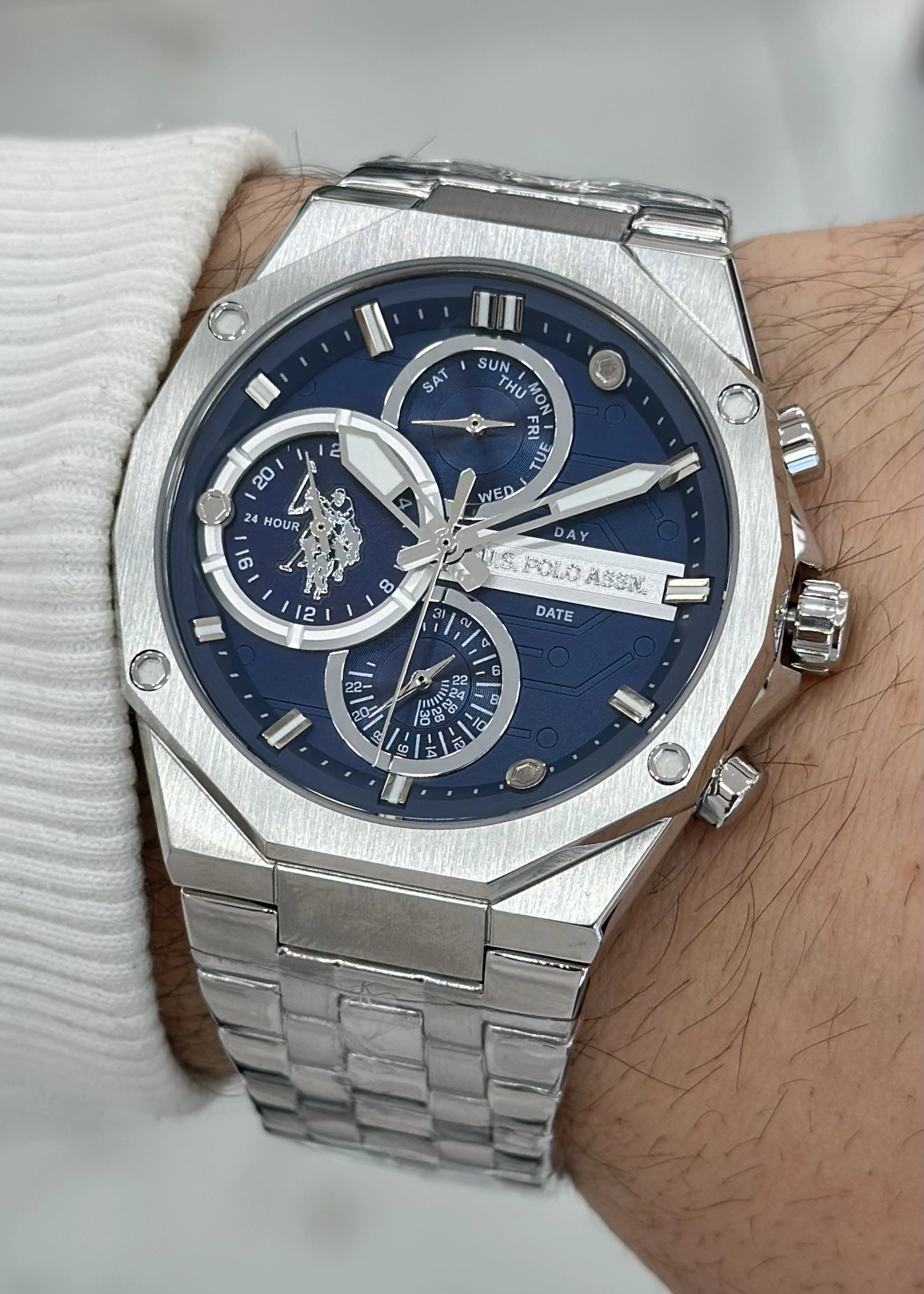 U.S. Polo Assn. Orijinal Fonksiyonlu Su Geçirmez Lacivert Katran Çelik Kordon Erkek Kol Saati ILK1121.02