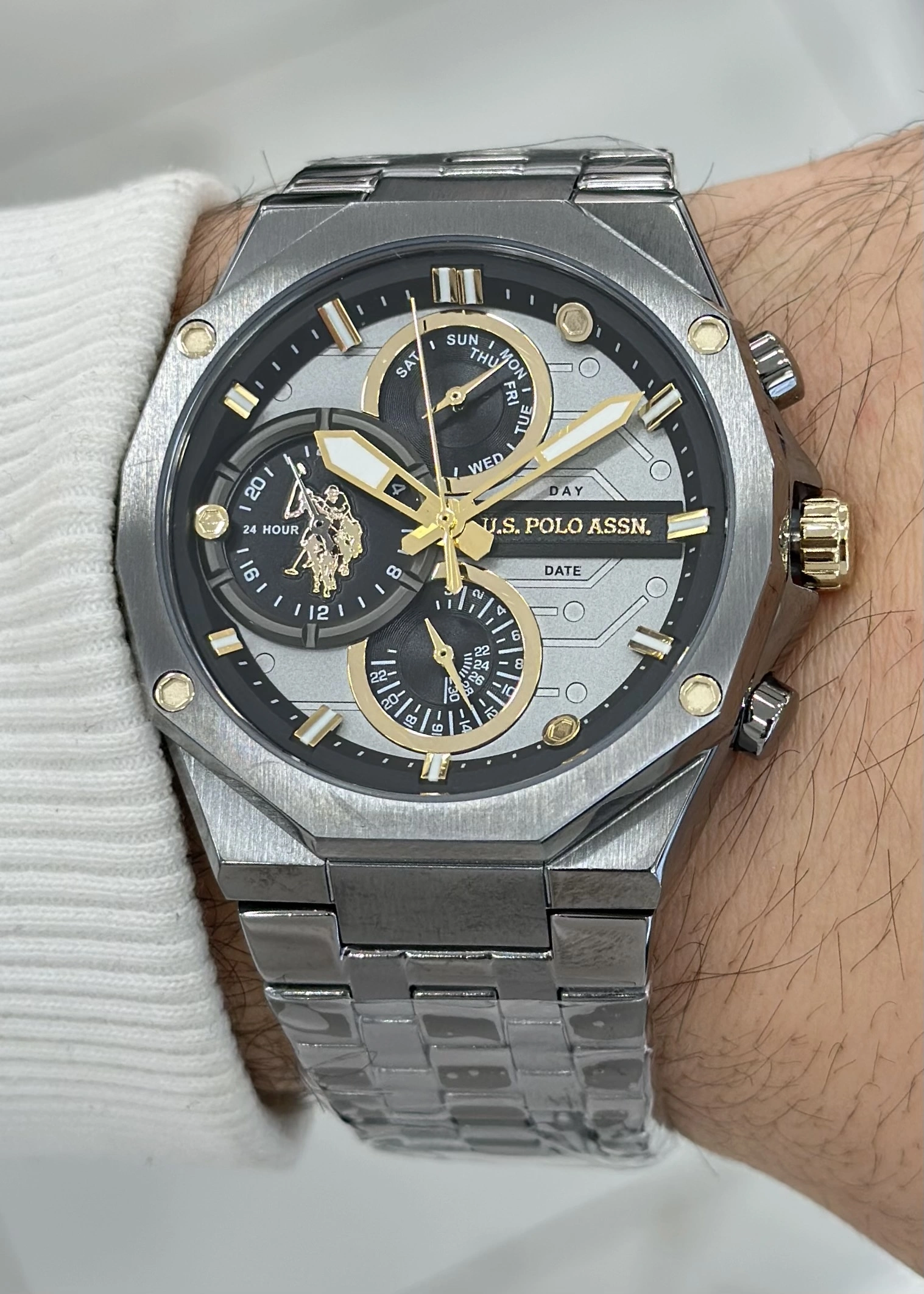 U.S. Polo Assn. Orijinal Fonksiyonlu 5ATM Su Geçirmezlik Çelik Kordon Erkek Kol Saati ILK1121.05