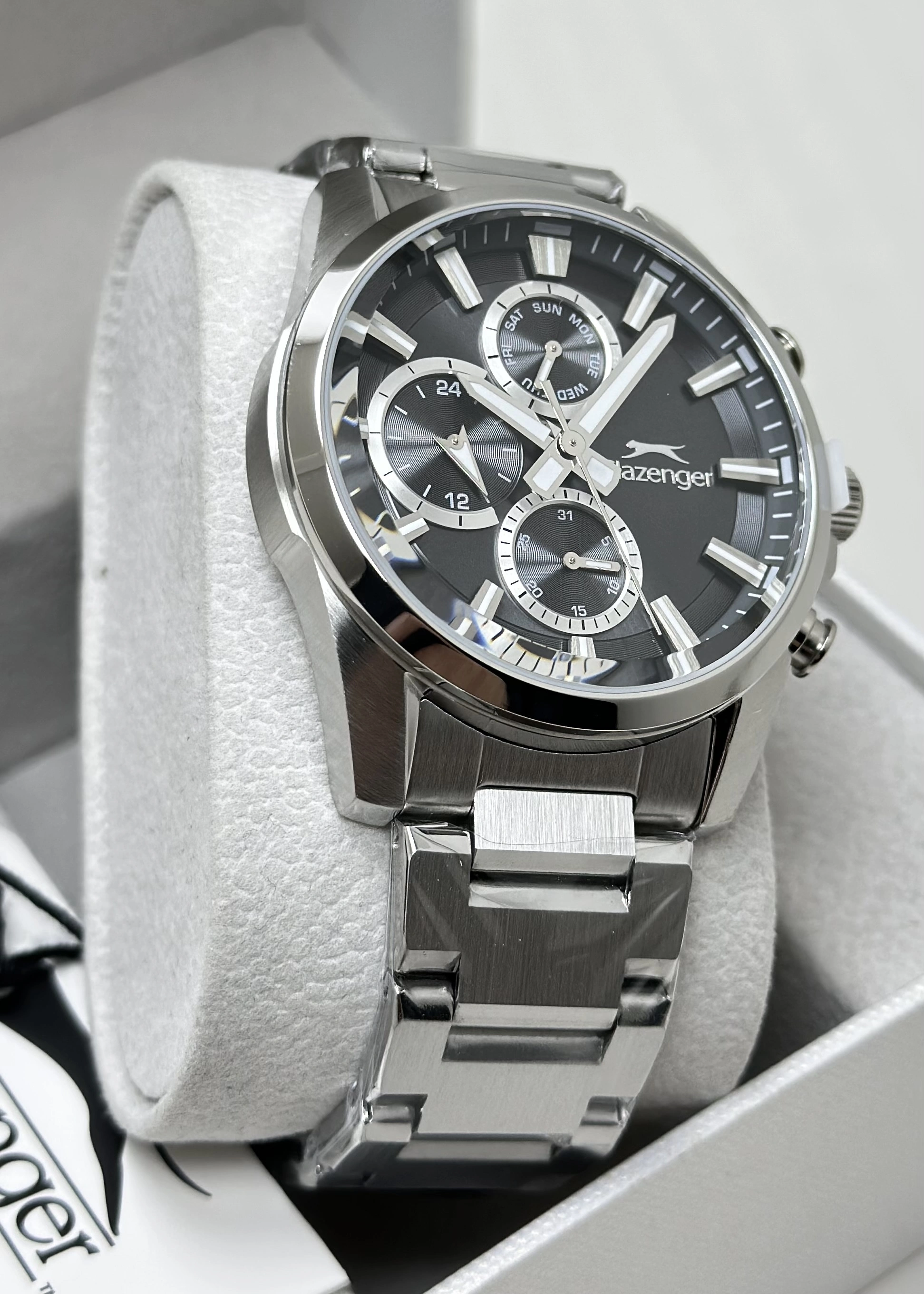 Slazenger Orijinal 2 Yıl Garantili Su Geçirmez Çelik Kordon Fonksiyonlu Hediye Erkek Kol Saati