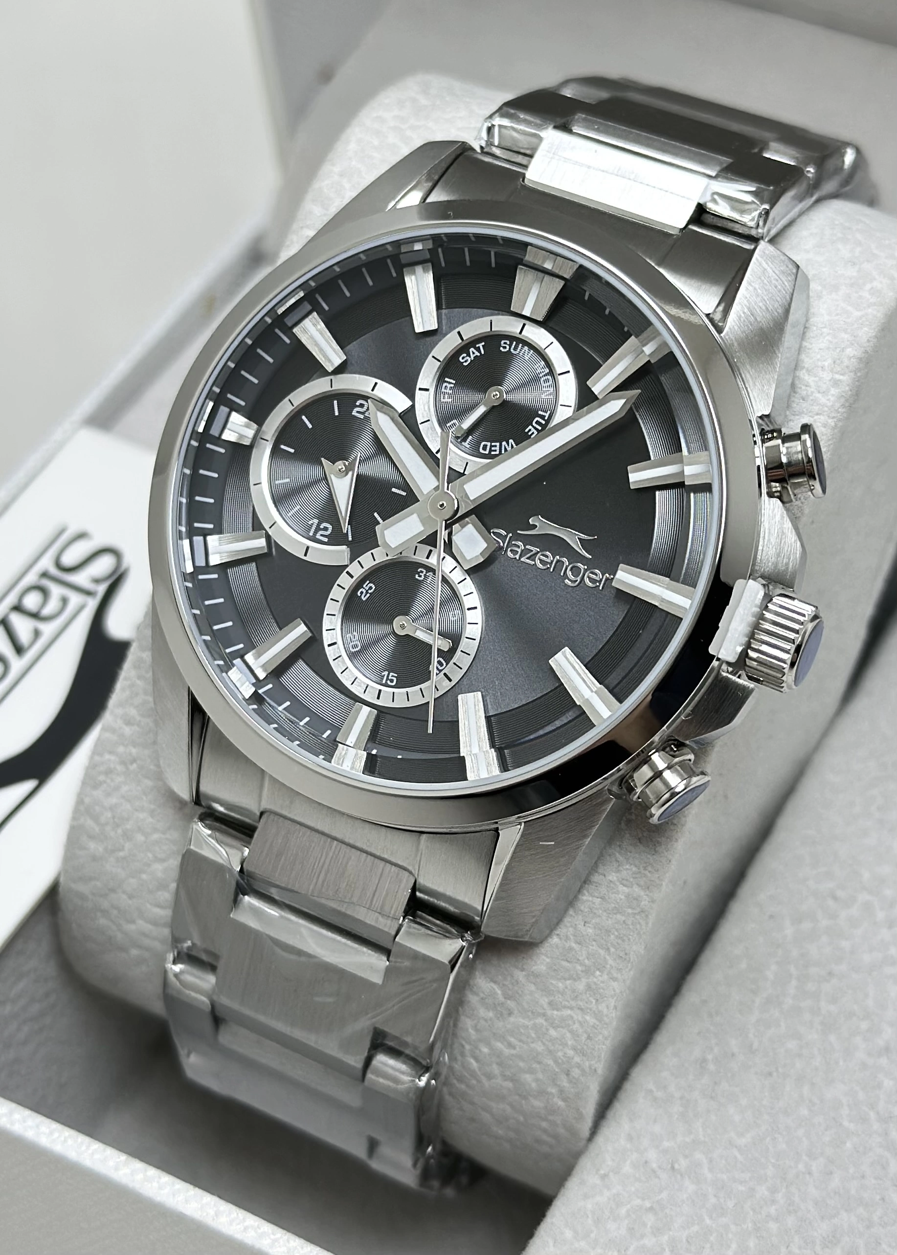 Slazenger Orijinal 2 Yıl Garantili Su Geçirmez Çelik Kordon Fonksiyonlu Hediye Erkek Kol Saati