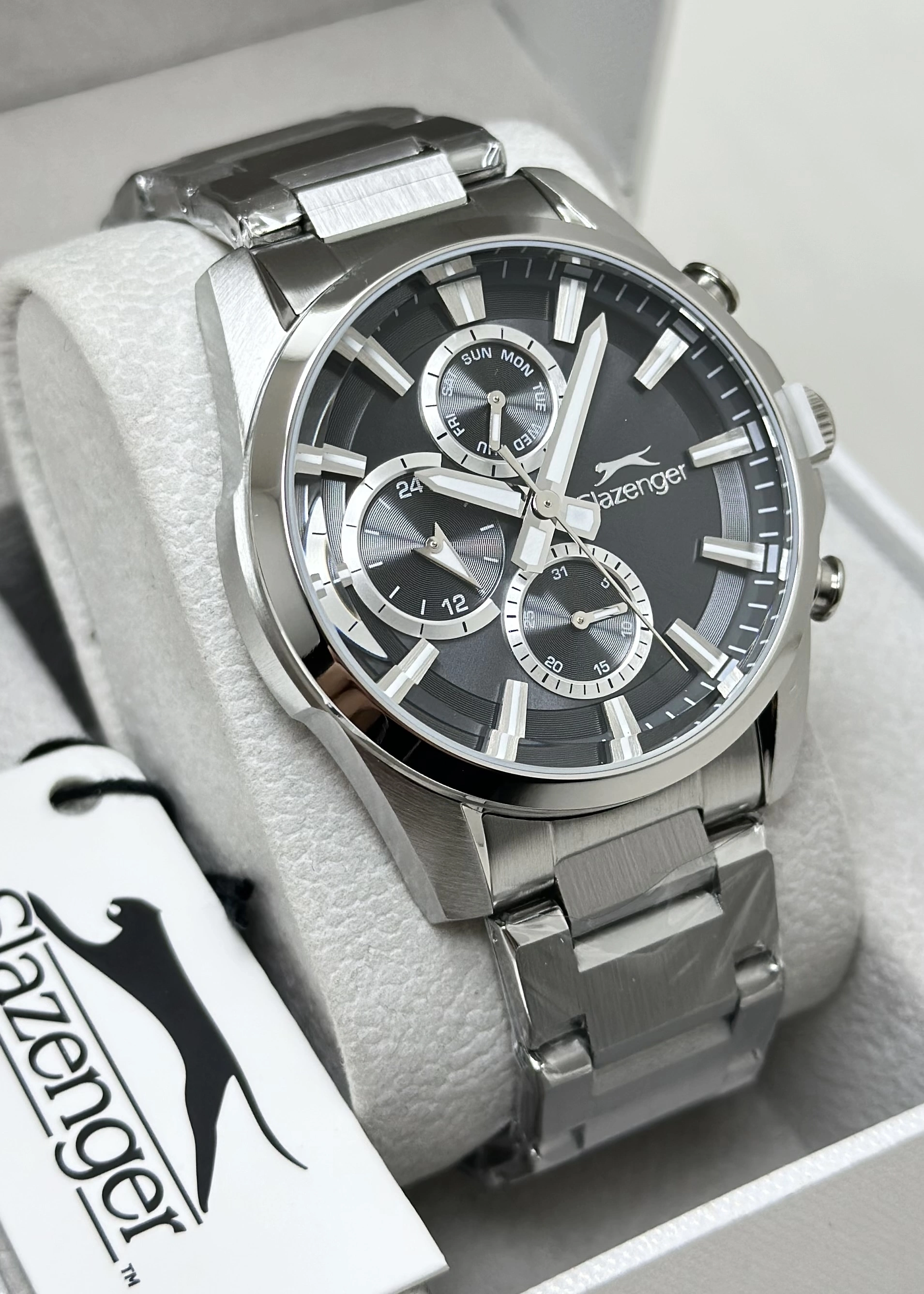 Slazenger Orijinal 2 Yıl Garantili Su Geçirmez Çelik Kordon Fonksiyonlu Hediye Erkek Kol Saati