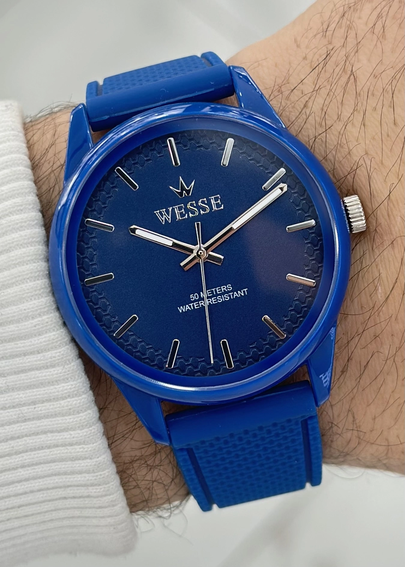 Wesse Orijinal 2 Yıl Garantili Lacivert Silikon Kordon Su Geçirmez Spor Erkek Kol Saati WWG.2093.03