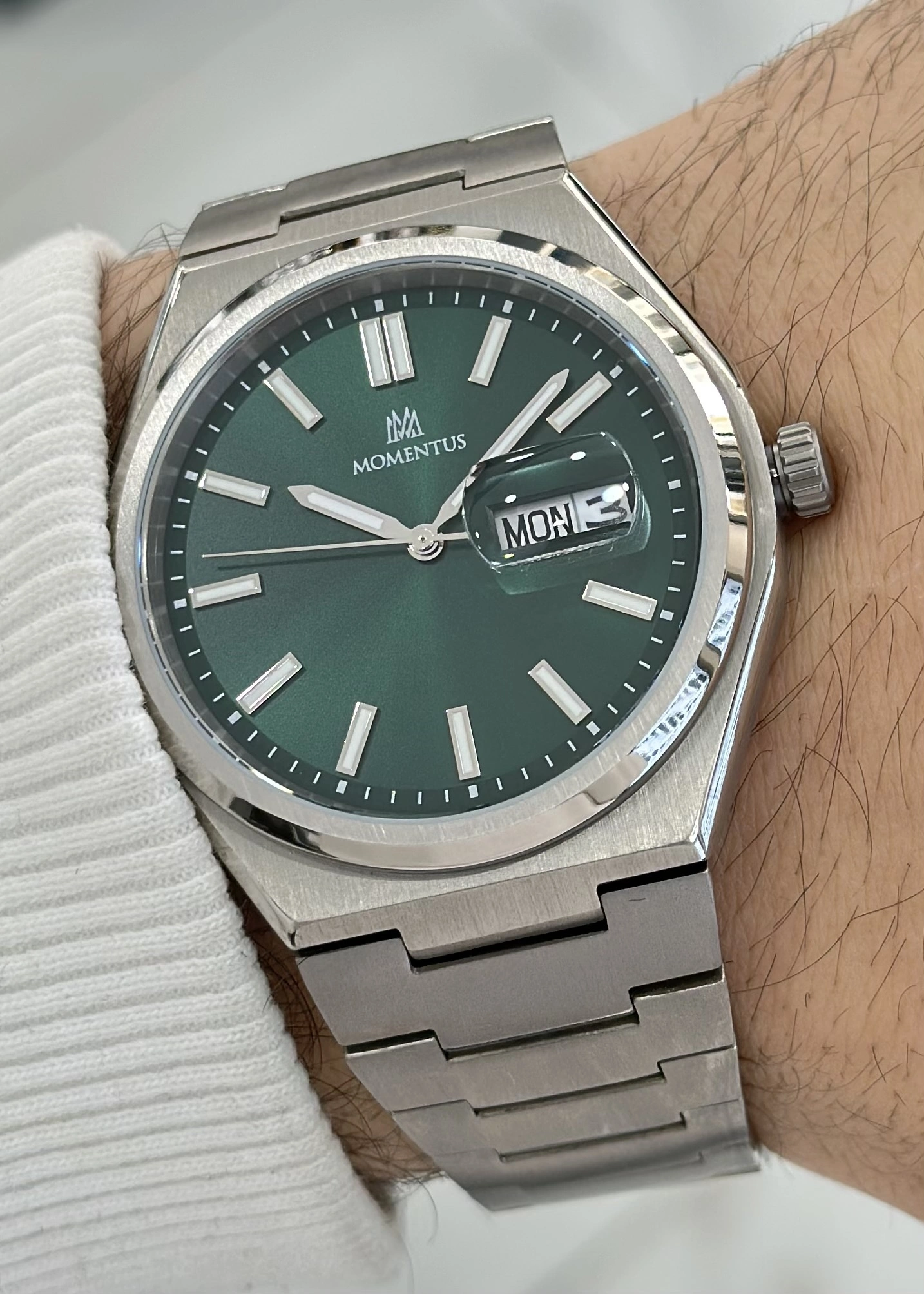 Momentus Yeşil Kadran Titanyum kordon 5ATM Su Geçirmezlik Erkek Kol Saati ILKCM380S.15SS
