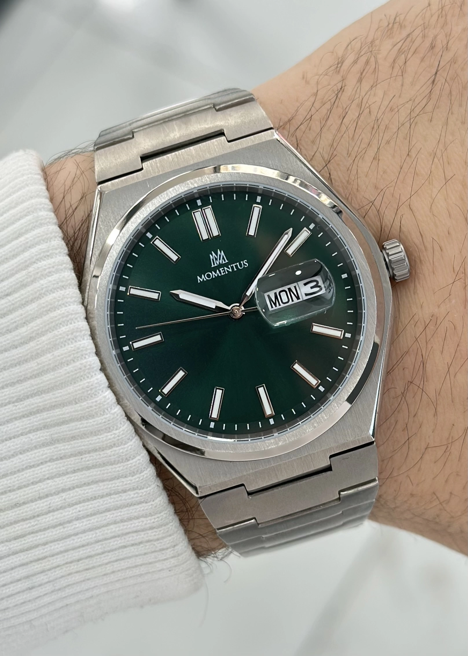 Momentus Yeşil Kadran Titanyum kordon 5ATM Su Geçirmezlik Erkek Kol Saati ILKCM380S.15SS